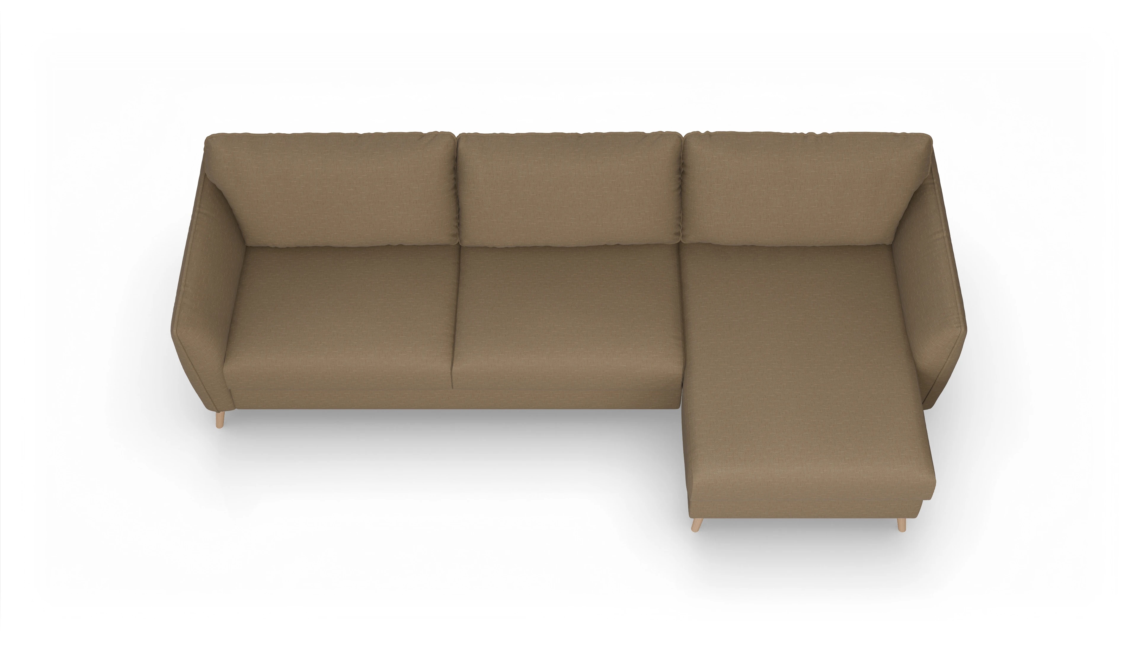 Ansicht des Produktes Eriksen Sofa mit Rec rechts in Stoff braun