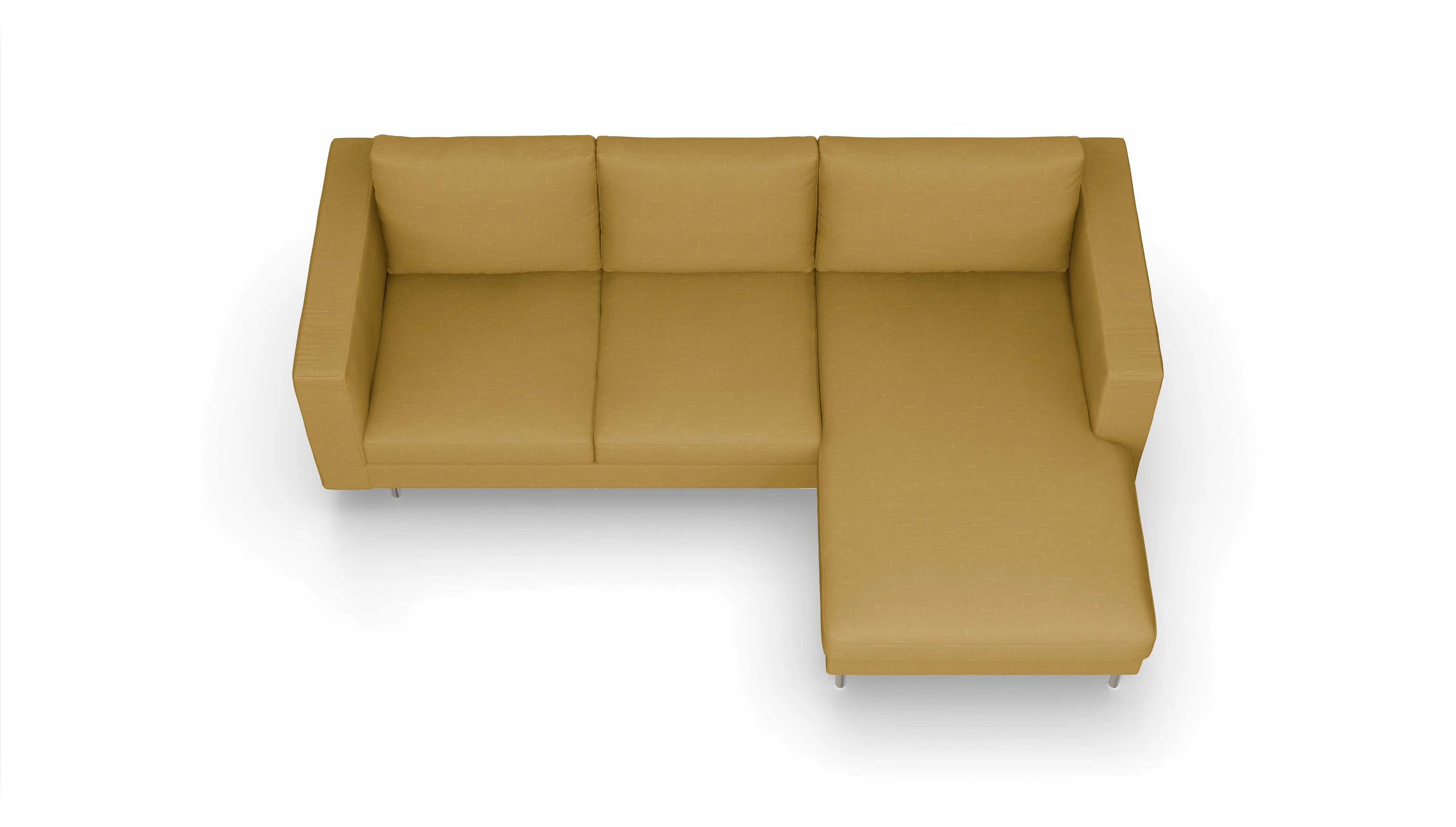 Design-Sofa Silea Ansicht des Produktes Silea Sofa mit Rec rechts in Stoff gelb