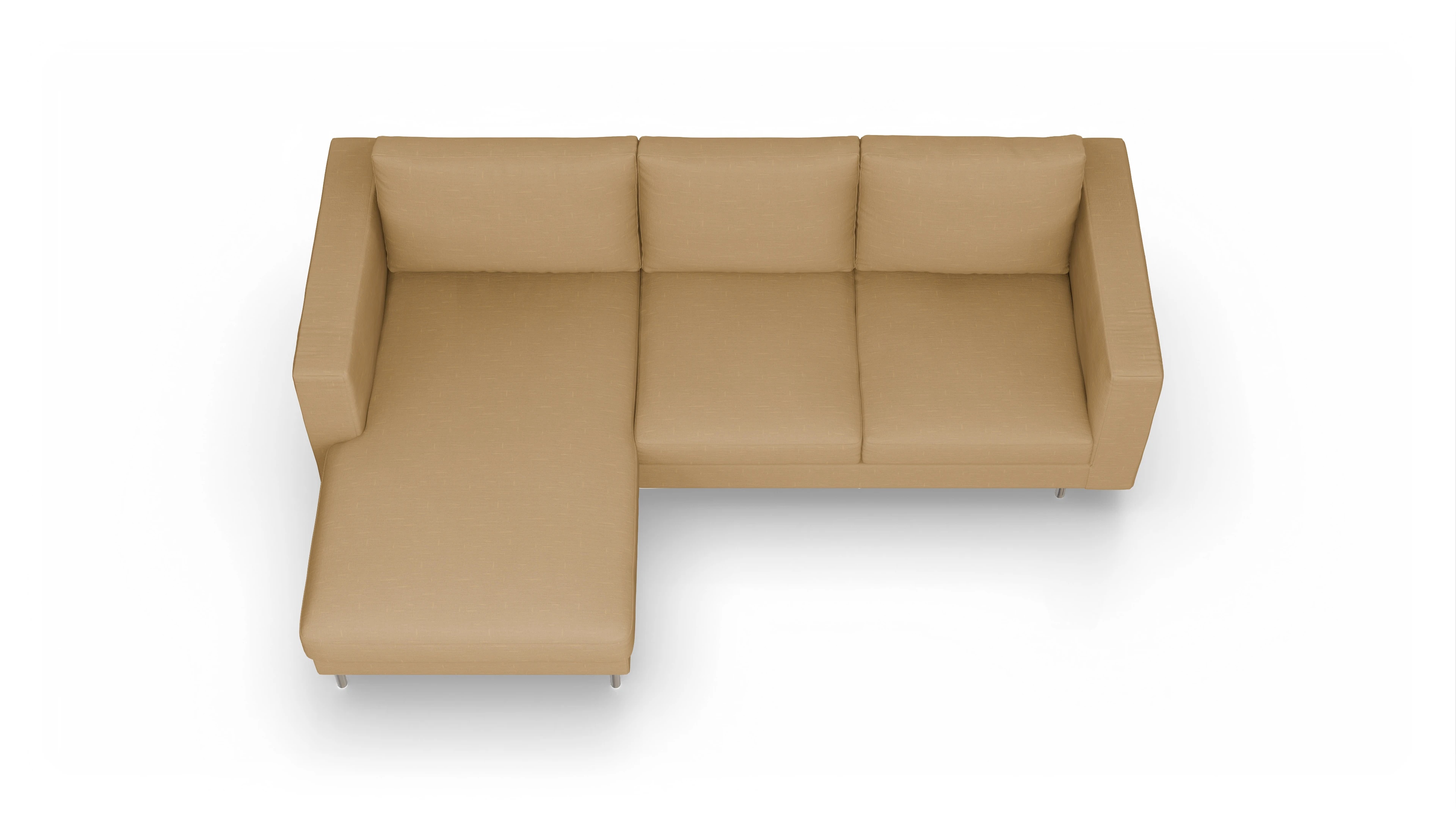 Design-Sofa Silea Ansicht des Produktes Silea Sofa mit Rec links in Stoff gelb