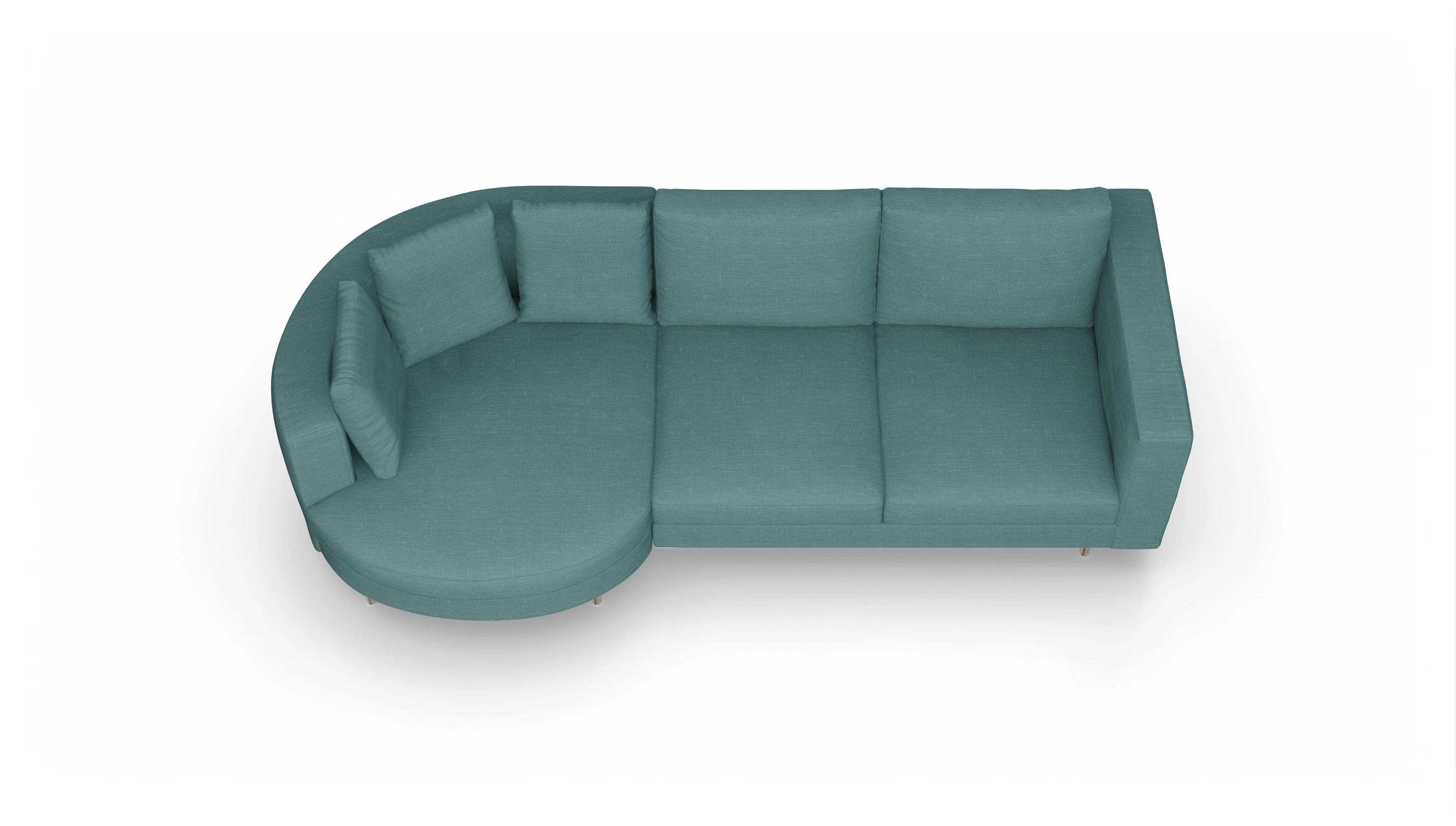 Ansicht des Produktes Silea Sofa mit Rec links in Stoff grün
