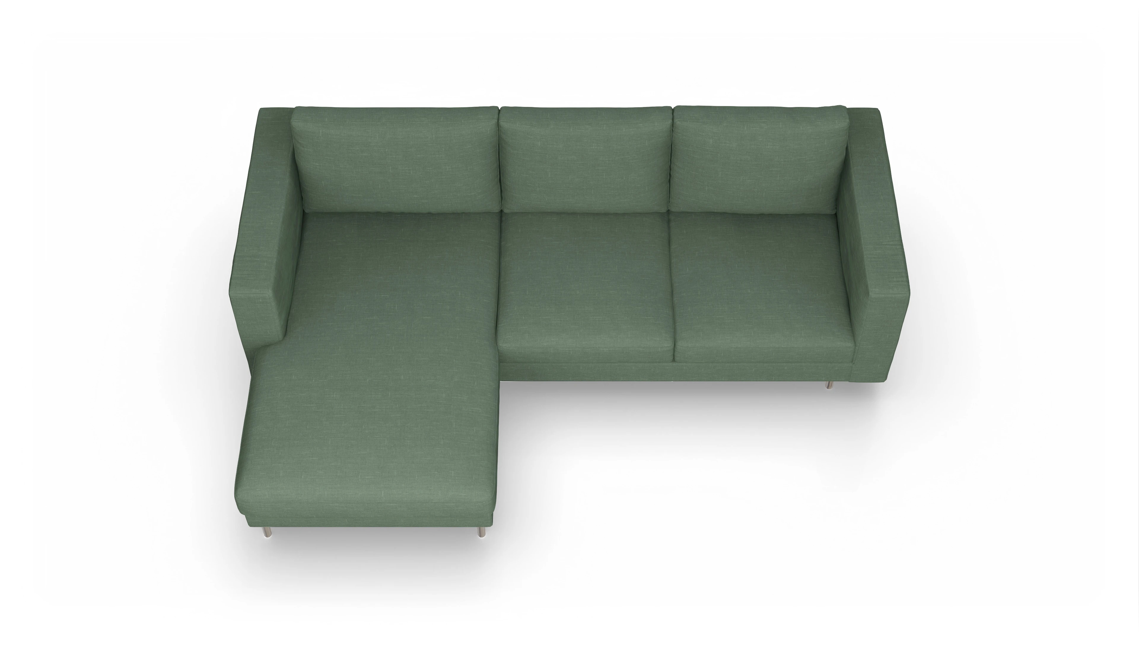 Ansicht des Produktes Silea Sofa mit Rec links in Stoff grün