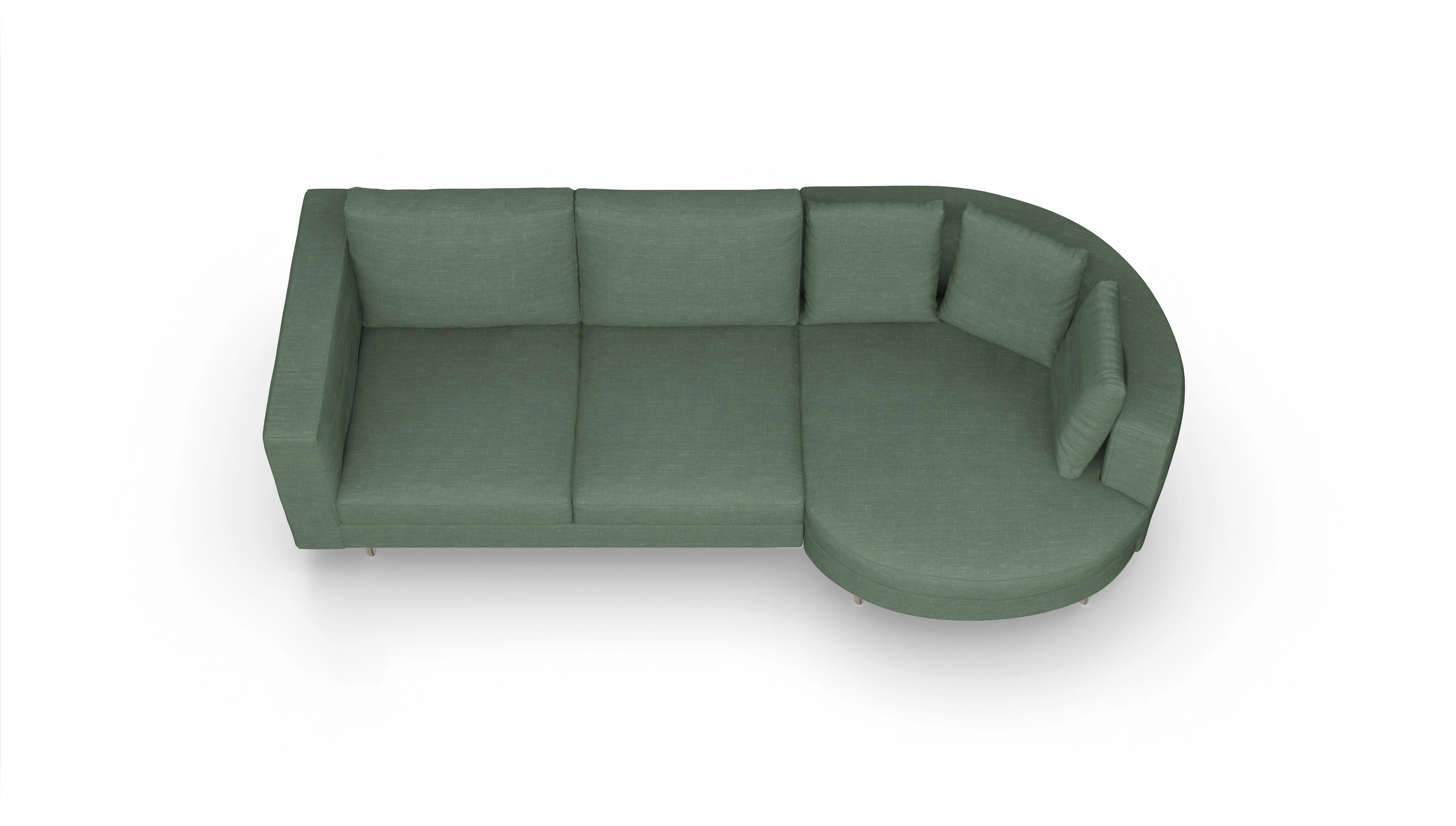 Ansicht des Produktes Silea Sofa mit Rec rechts in Stoff grün
