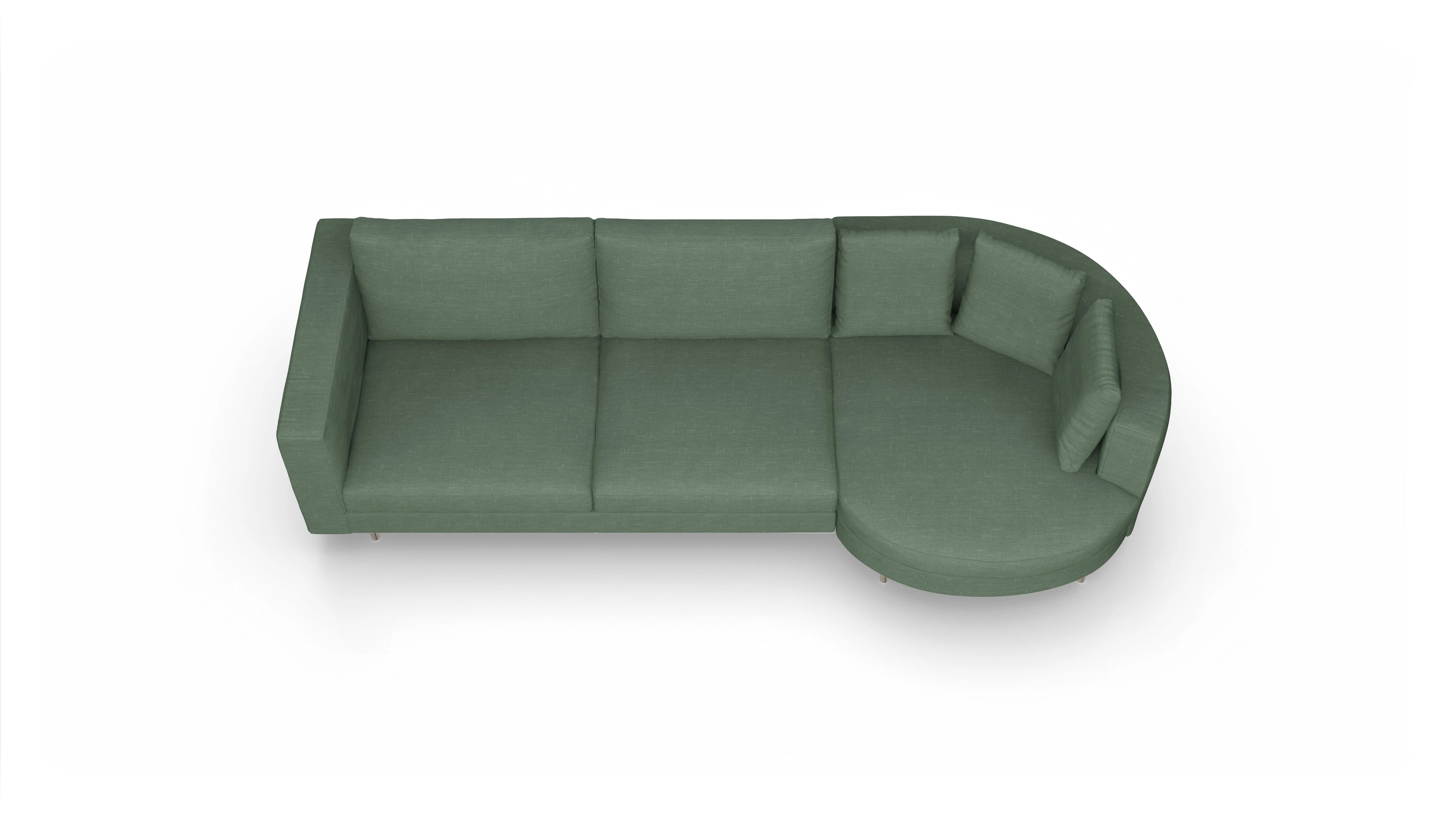 Ansicht des Produktes Silea Sofa mit Rec rechts in Stoff grün