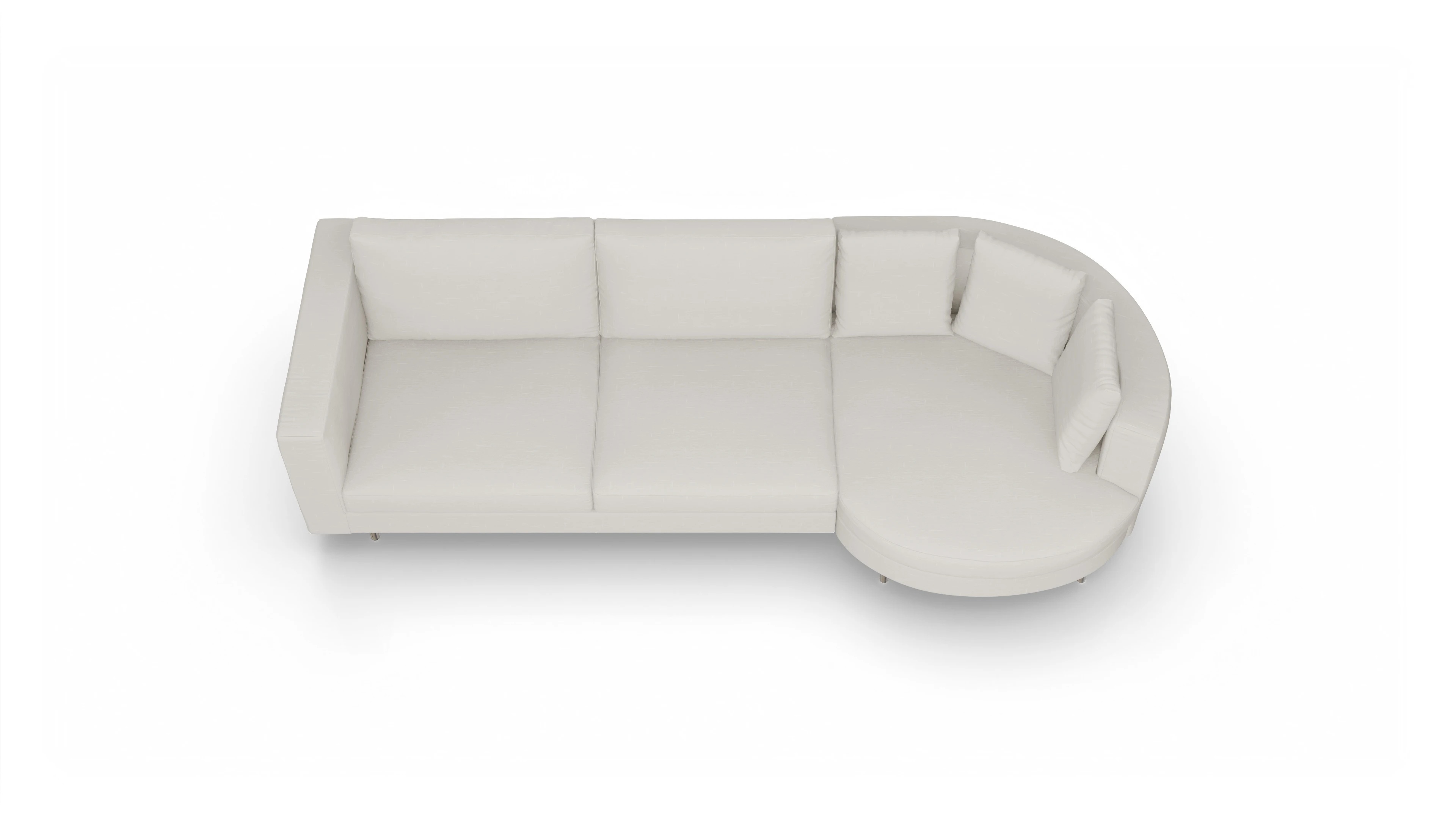 Design-Sofa Silea Ansicht des Produktes Silea Sofa mit Rec rechts in Stoff weiß