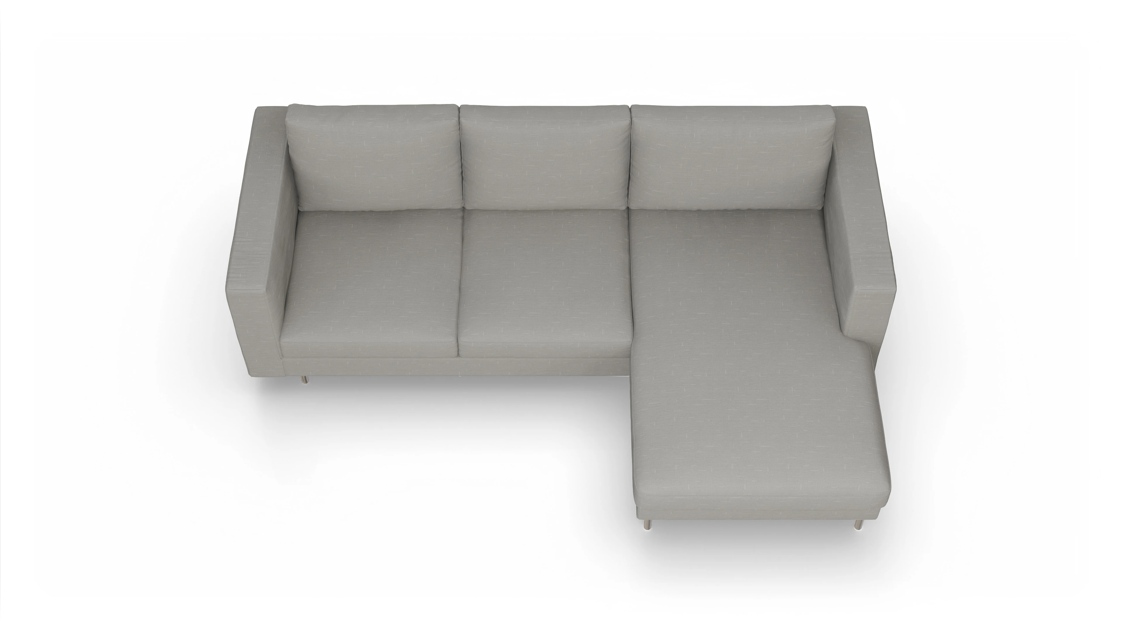 Design-Sofa Silea Ansicht des Produktes Silea Sofa mit Rec rechts in Stoff grau