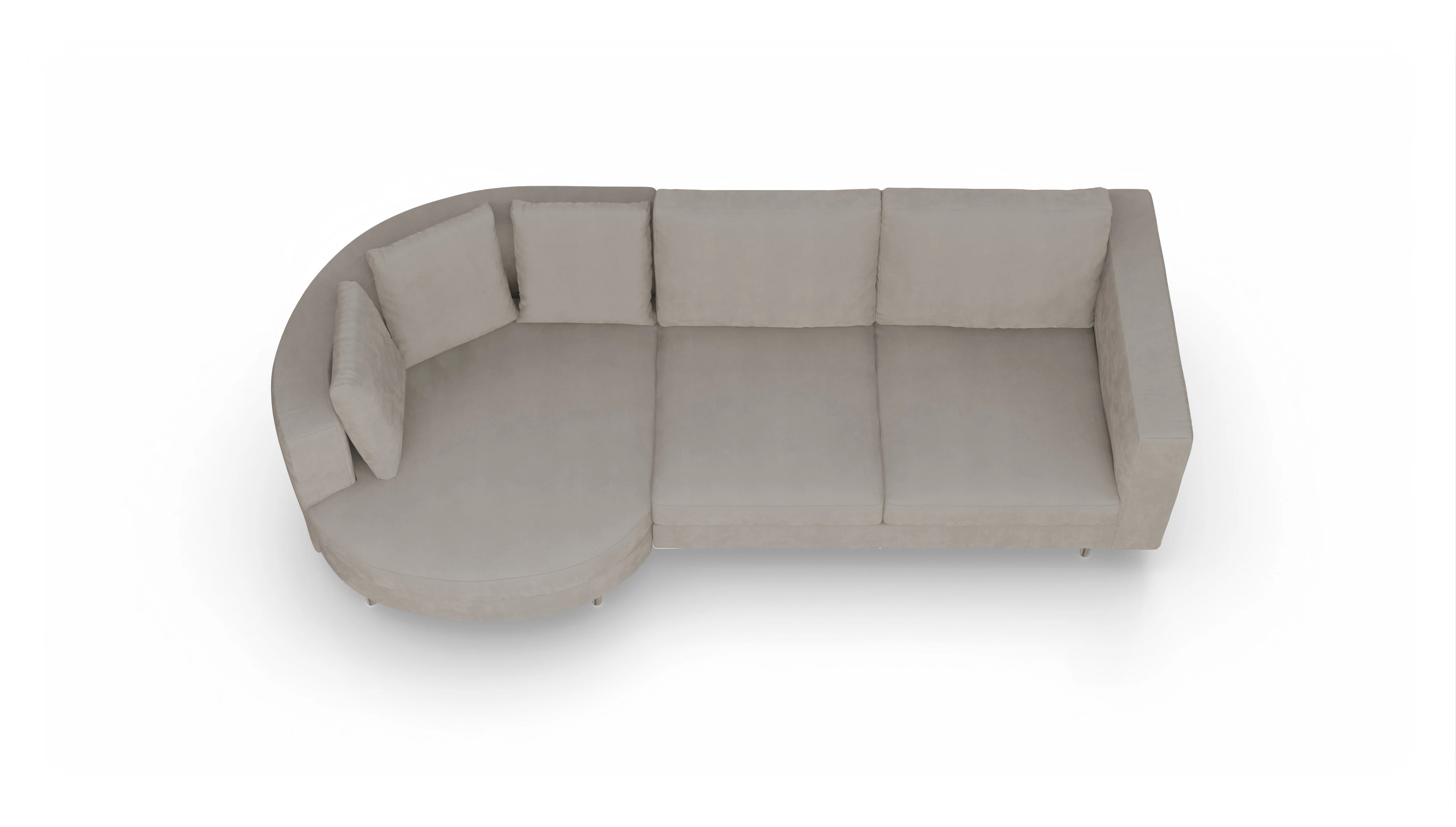 Design-Sofa Silea Ansicht des Produktes Silea Sofa mit Rec links in Samt braun