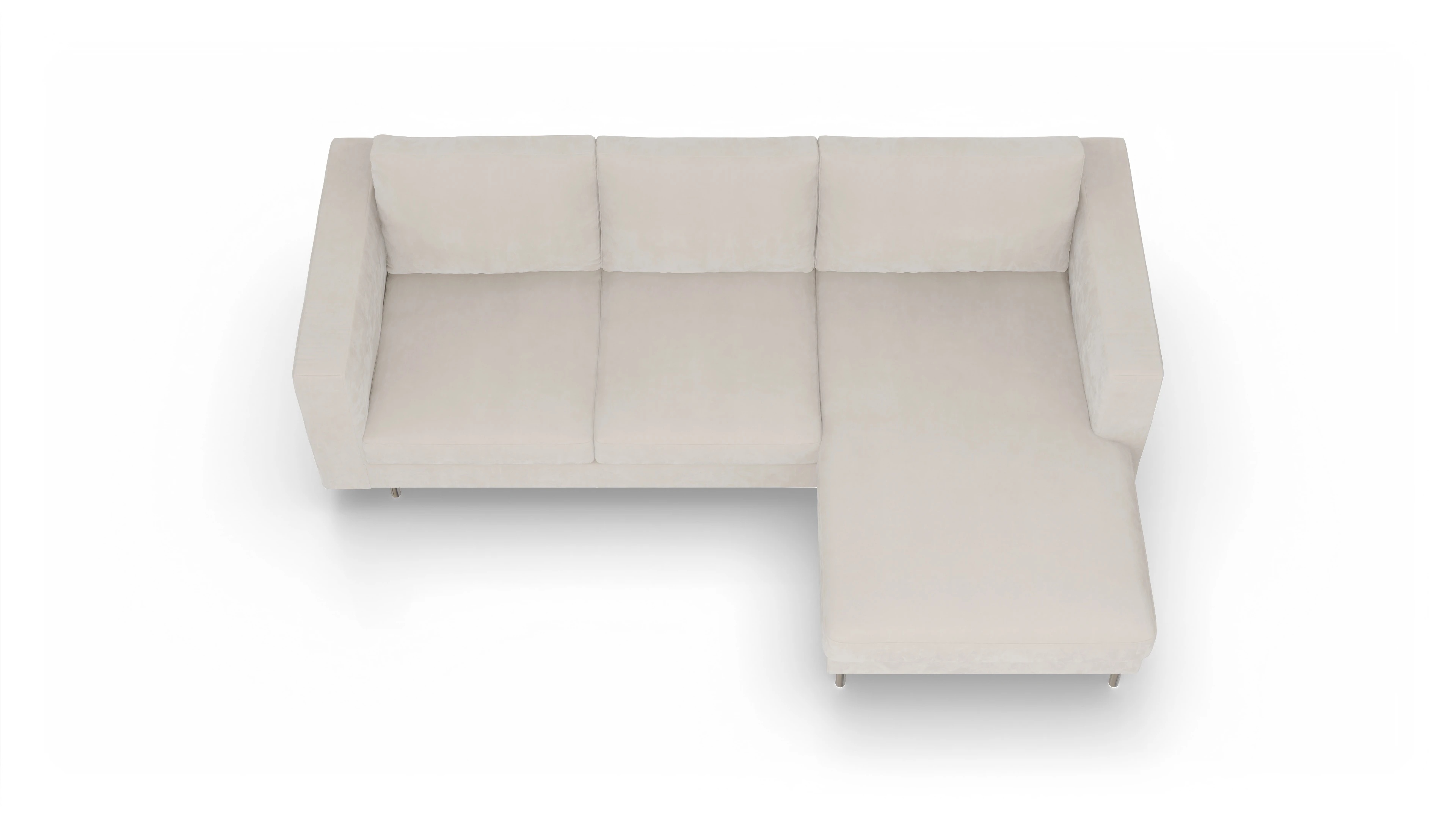 Design-Sofa Silea Ansicht des Produktes Silea Sofa mit Rec rechts in Samt weiß