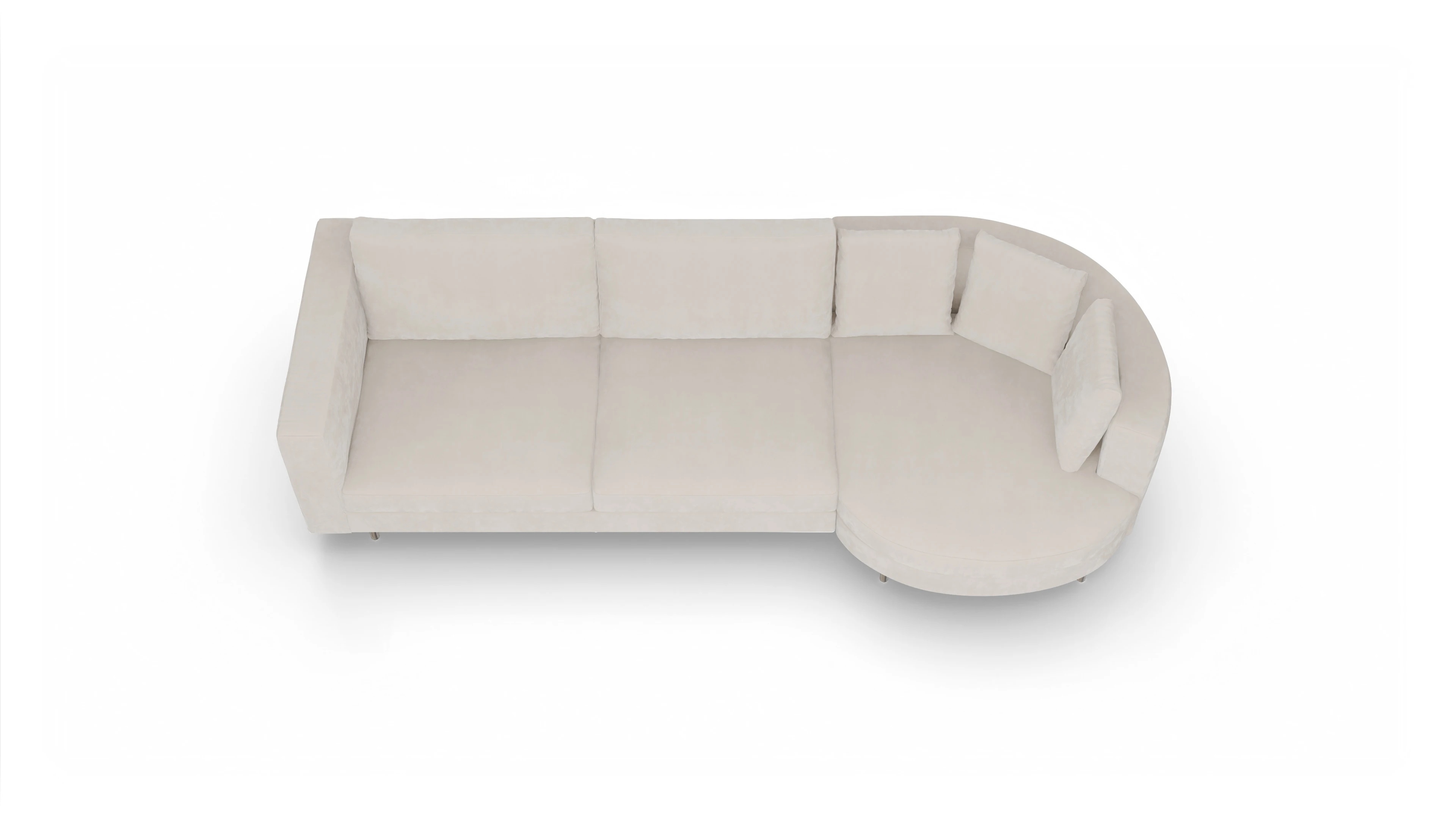Design-Sofa Silea Ansicht des Produktes Silea Sofa mit Rec rechts in Samt weiß