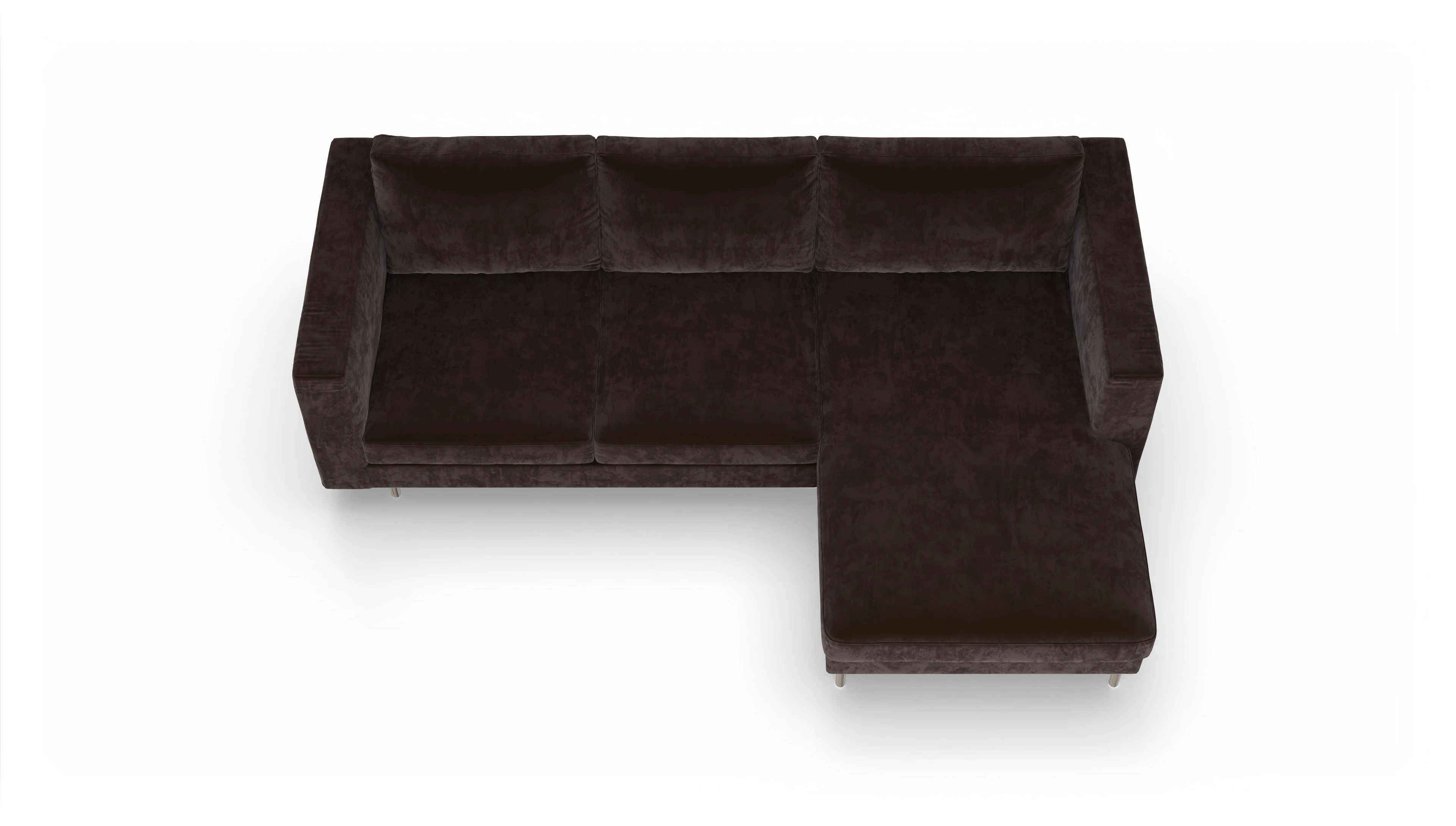 Design-Sofa Silea Ansicht des Produktes Silea Sofa mit Rec rechts in Samt braun