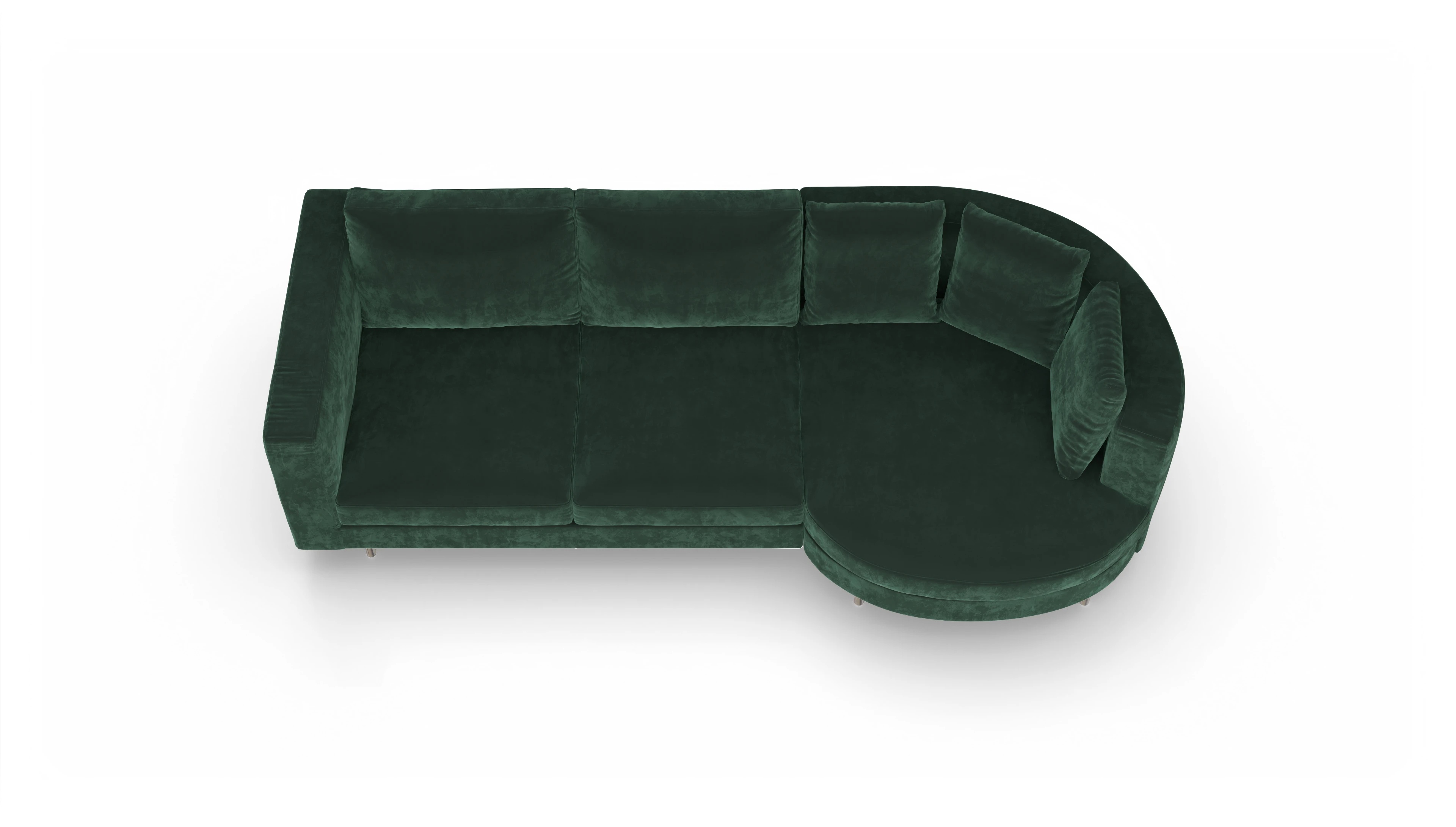 Ansicht des Produktes Silea Sofa mit Rec rechts in Samt grün