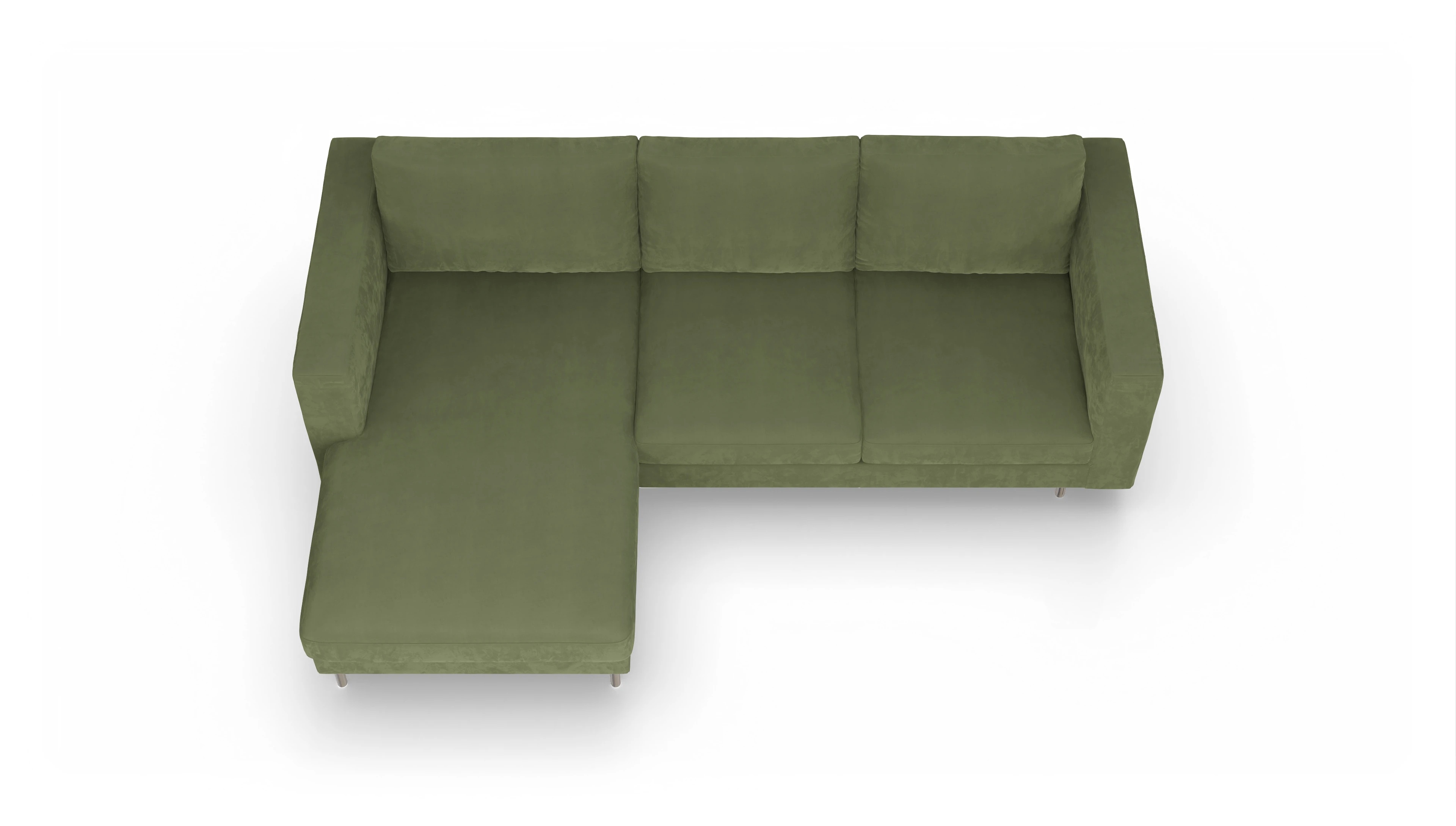 Ansicht des Produktes Silea Sofa mit Rec links in Samt grün