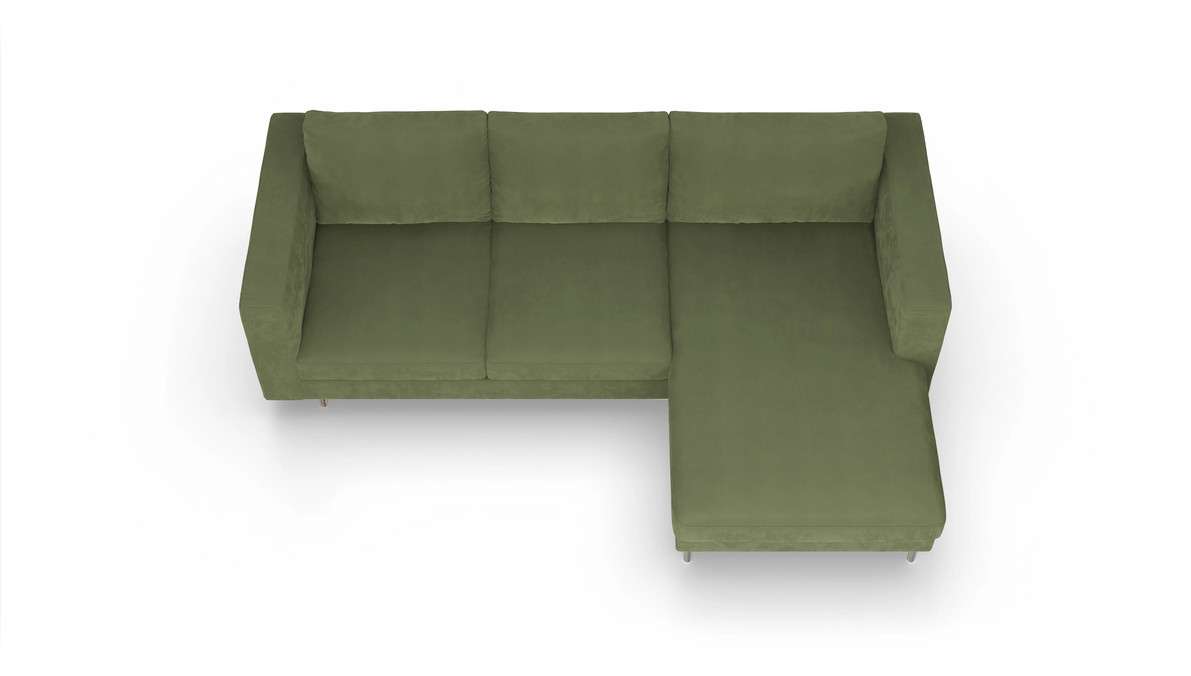 Ansicht des Produktes Silea Sofa mit Rec rechts in Samt grün