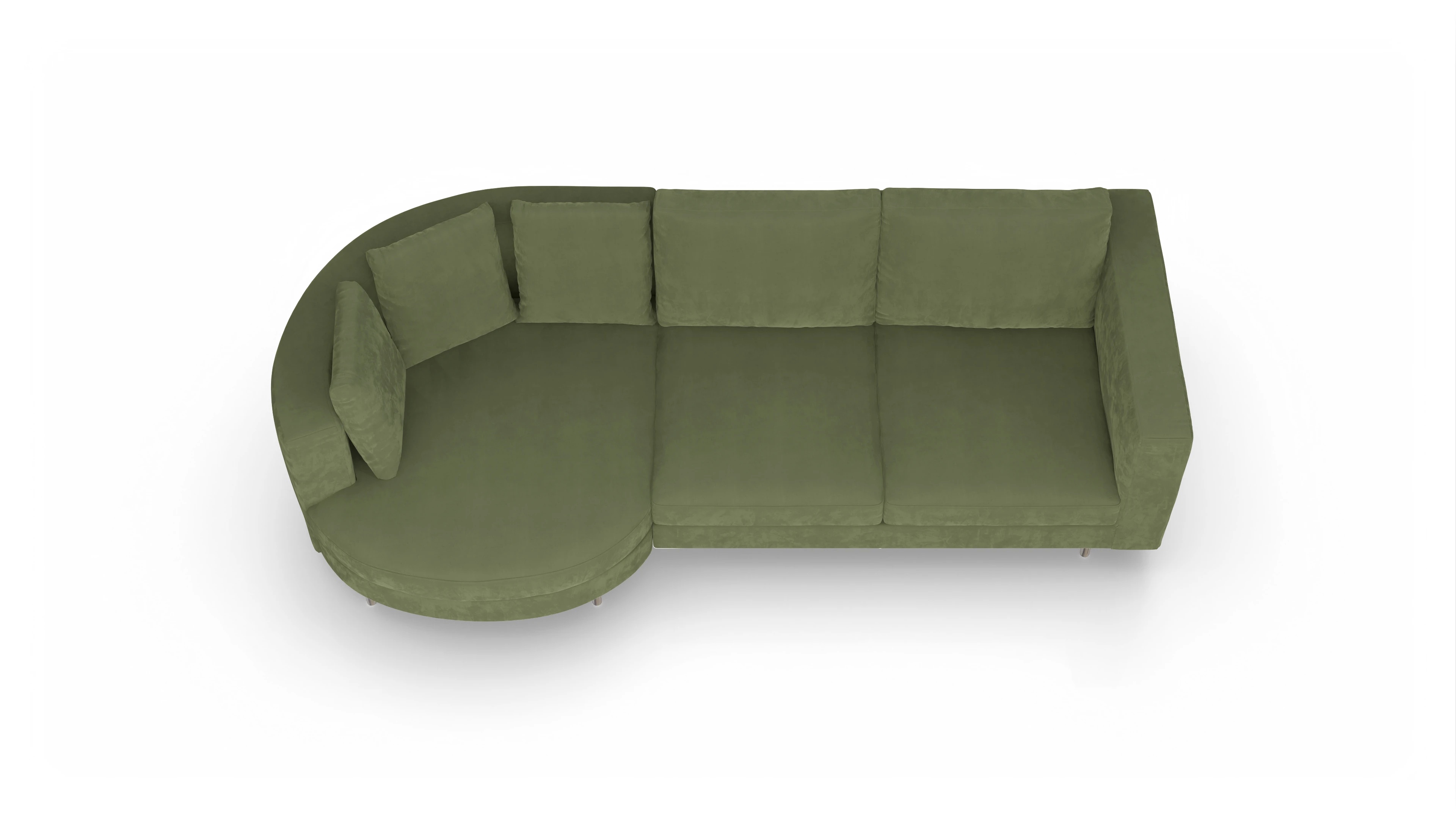 Ansicht des Produktes Silea Sofa mit Rec links in Samt grün