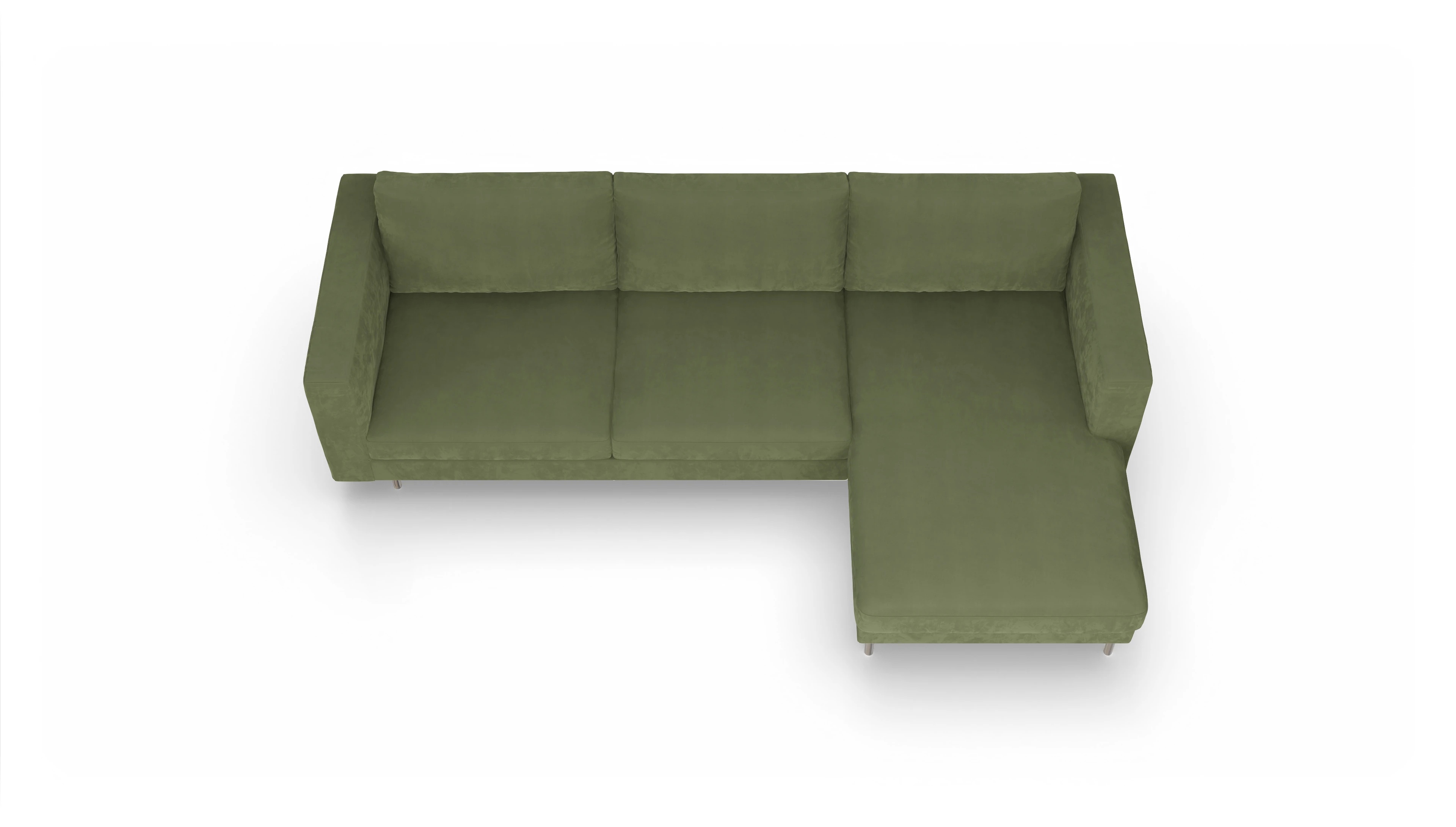 Ansicht des Produktes Silea Sofa mit Rec rechts in Samt grün