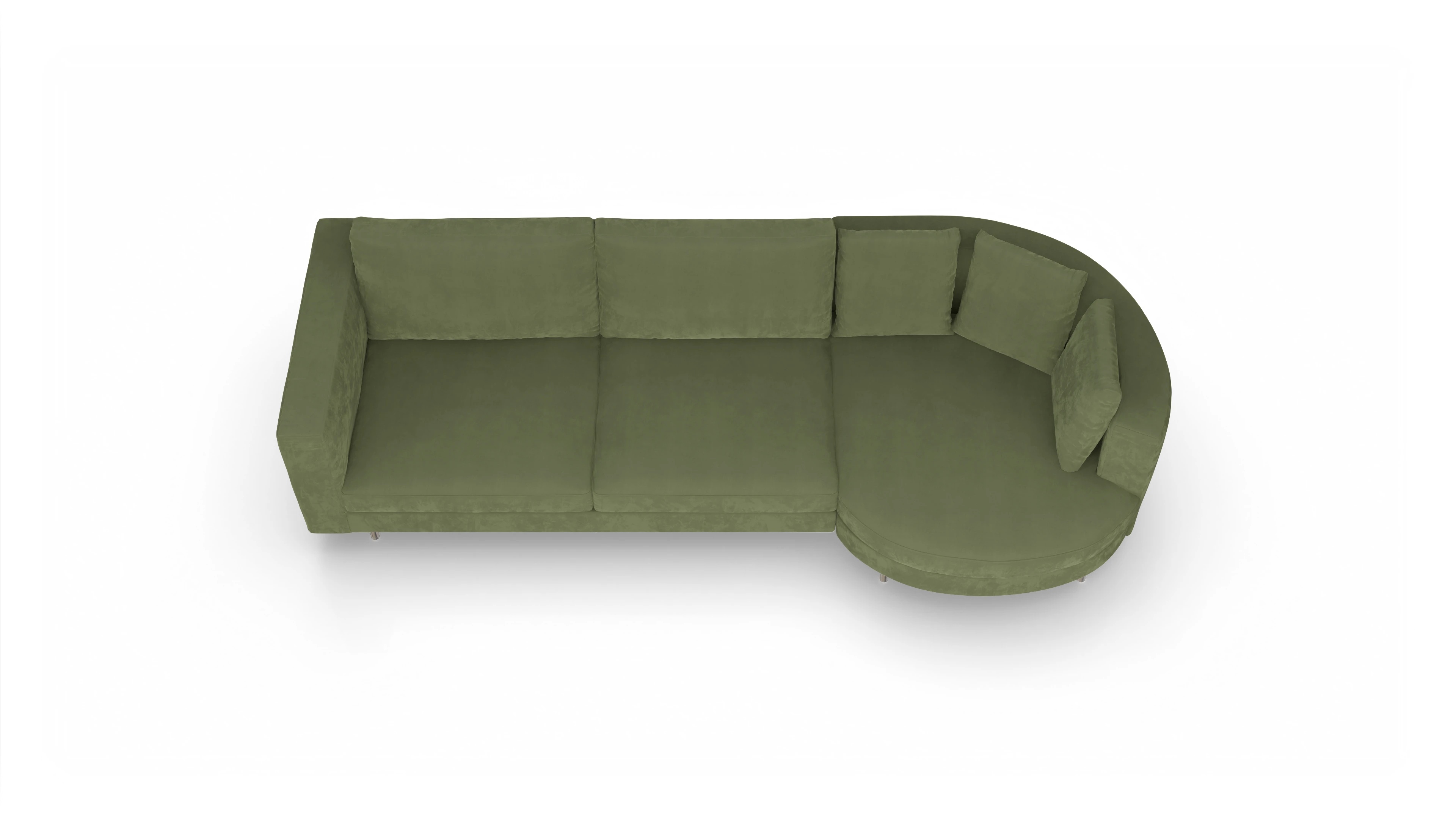 Ansicht des Produktes Silea Sofa mit Rec rechts in Samt grün