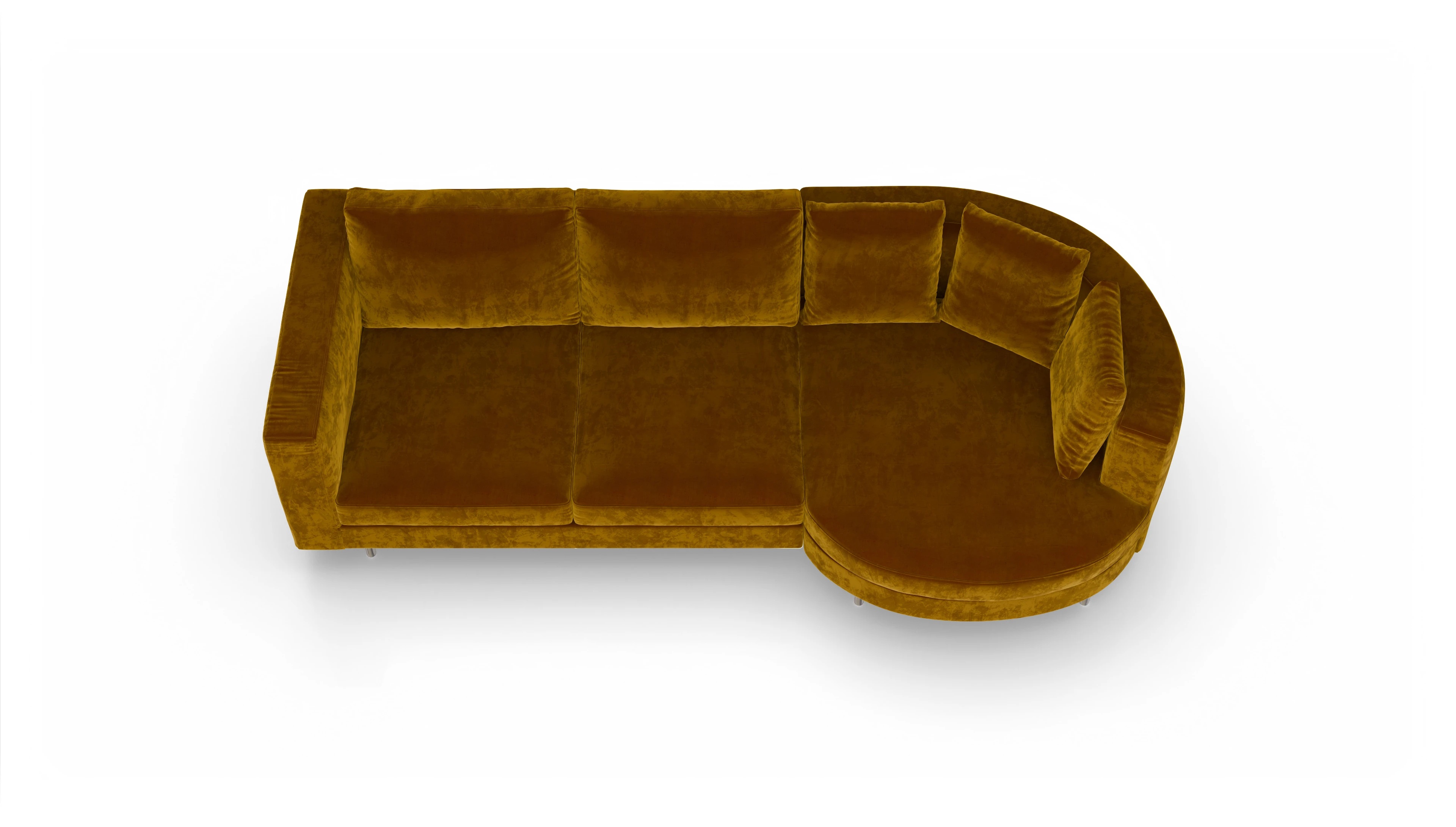 Ansicht des Produktes Silea Sofa mit Rec rechts in Samt gelb