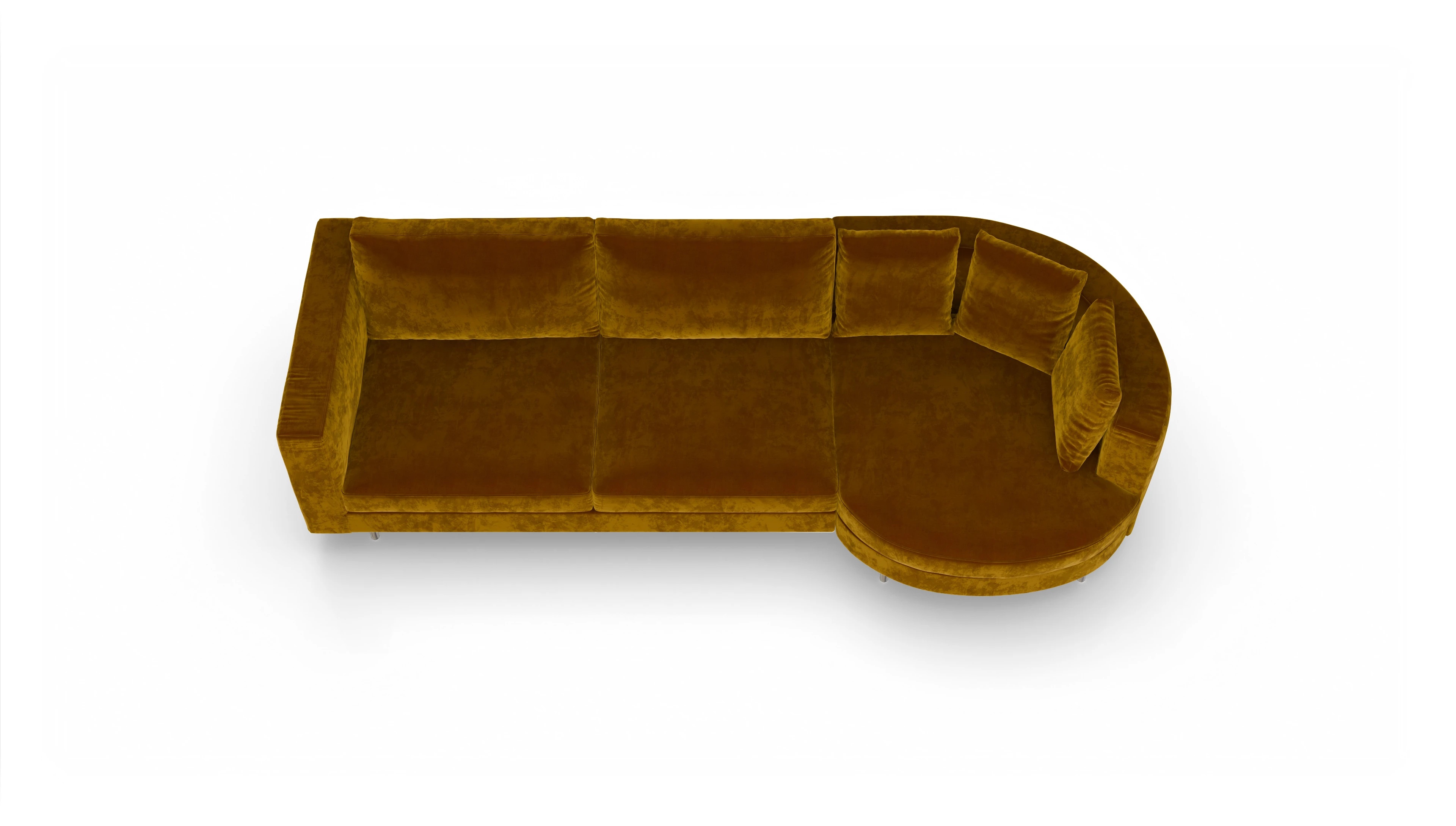 Ansicht des Produktes Silea Sofa mit Rec rechts in Samt gelb