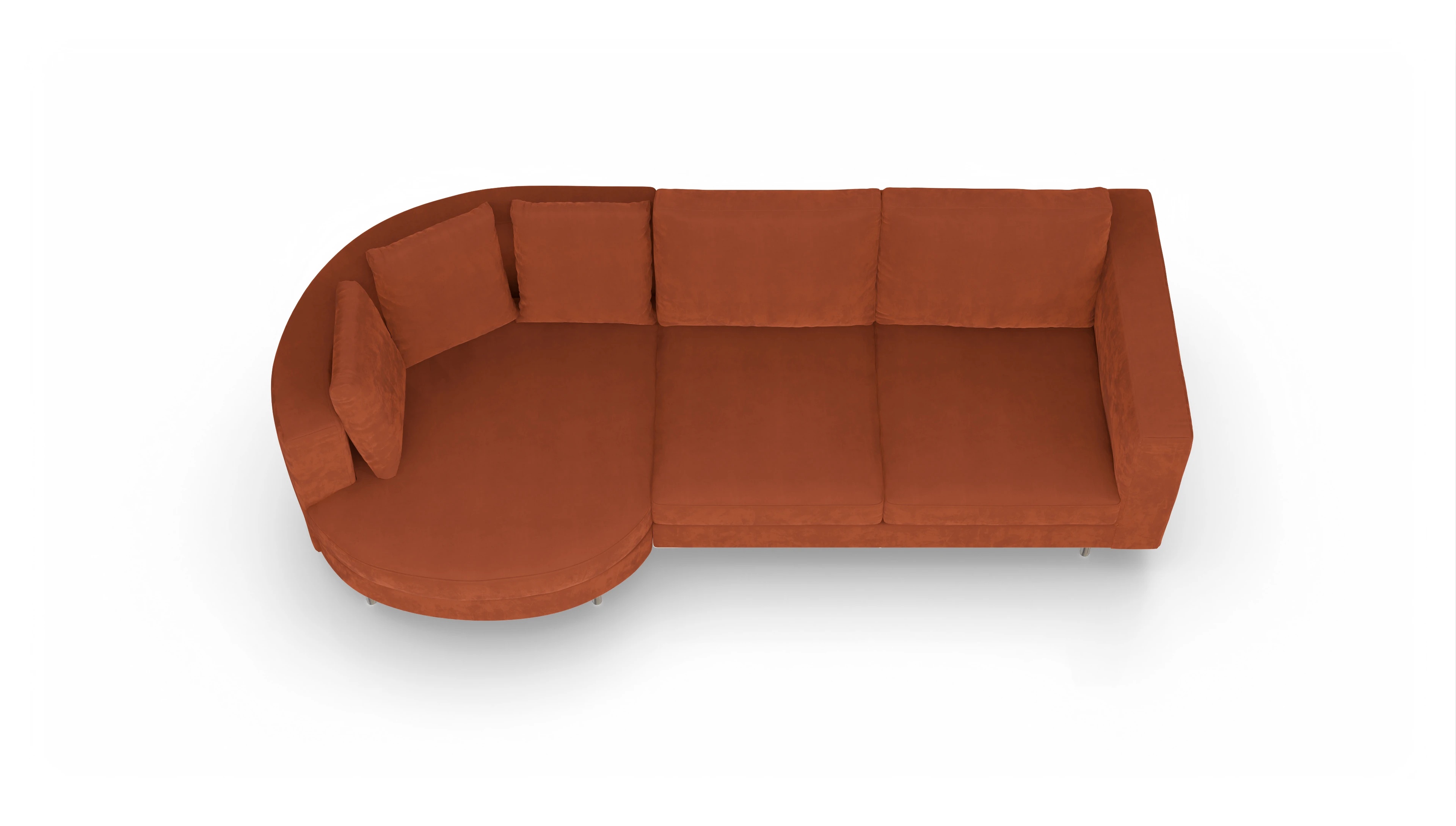 Ansicht des Produktes Silea Sofa mit Rec links in Samt orange