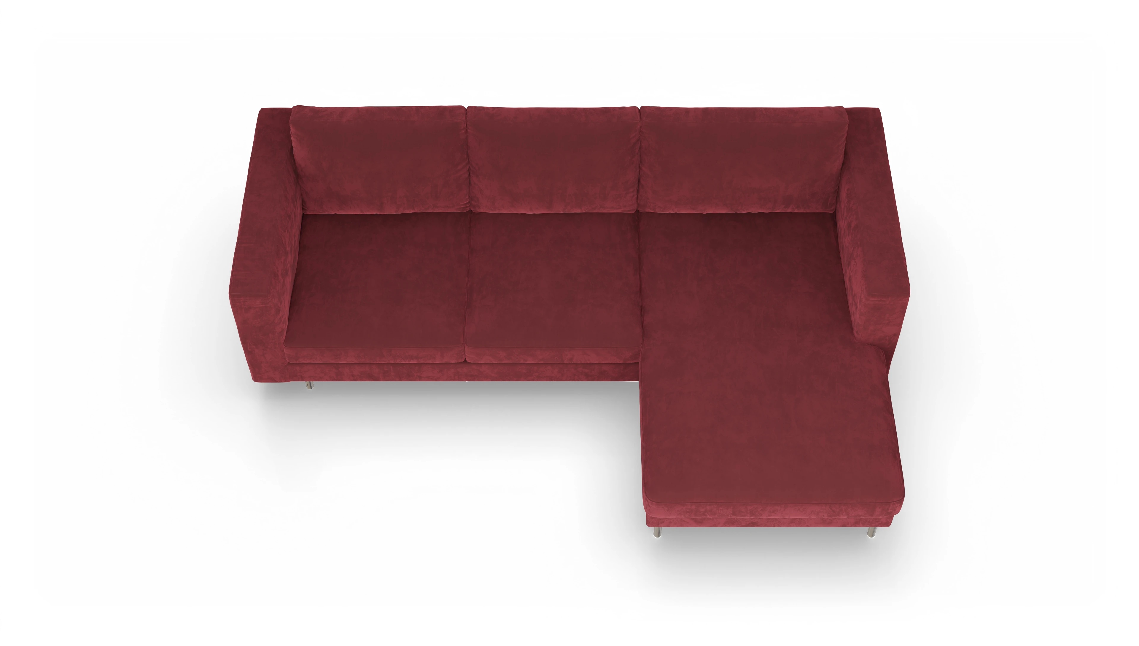Design-Sofa Silea Ansicht des Produktes Silea Sofa mit Rec rechts in Samt rot