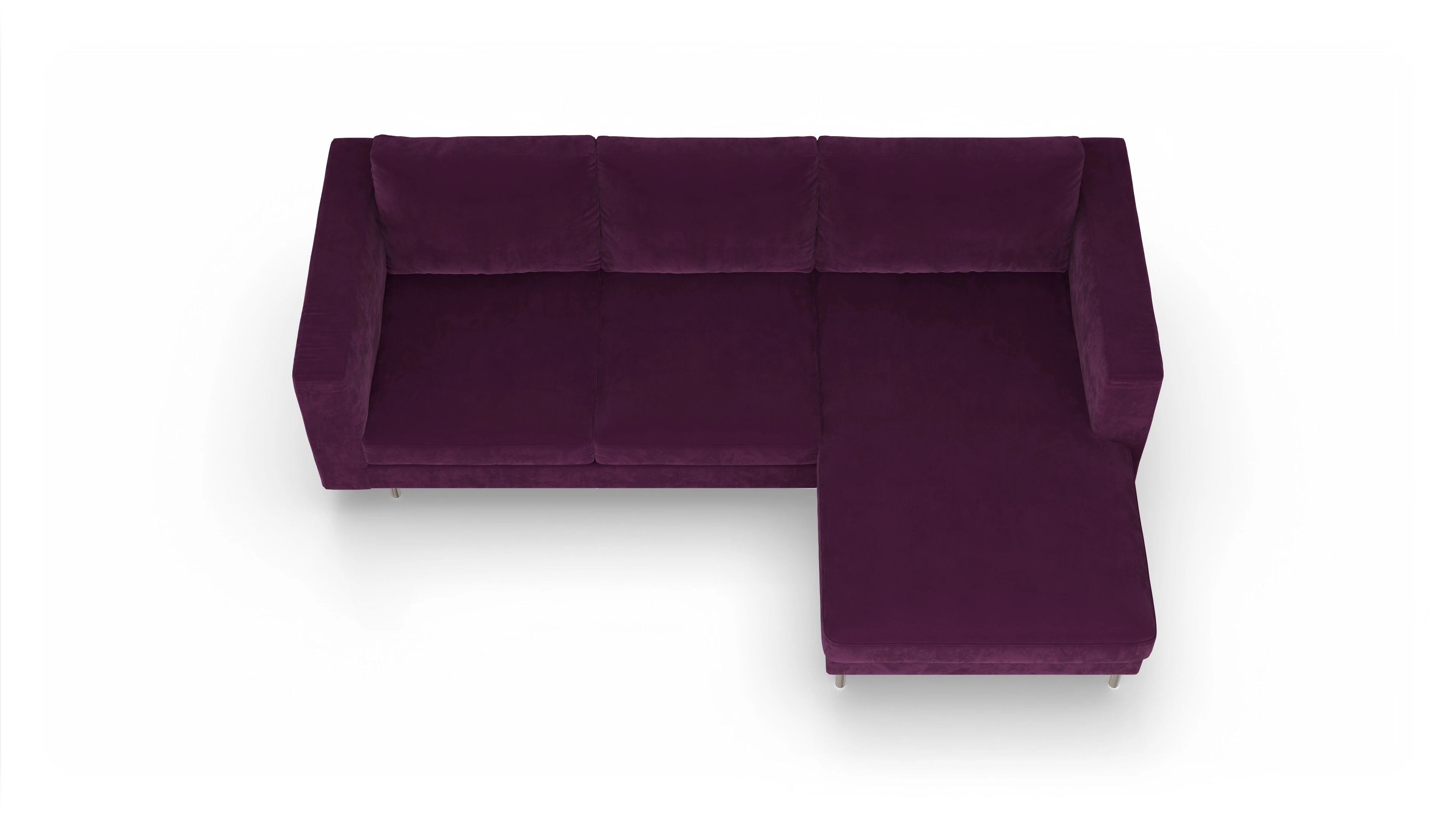 Ansicht des Produktes Silea Sofa mit Rec rechts in Samt rot