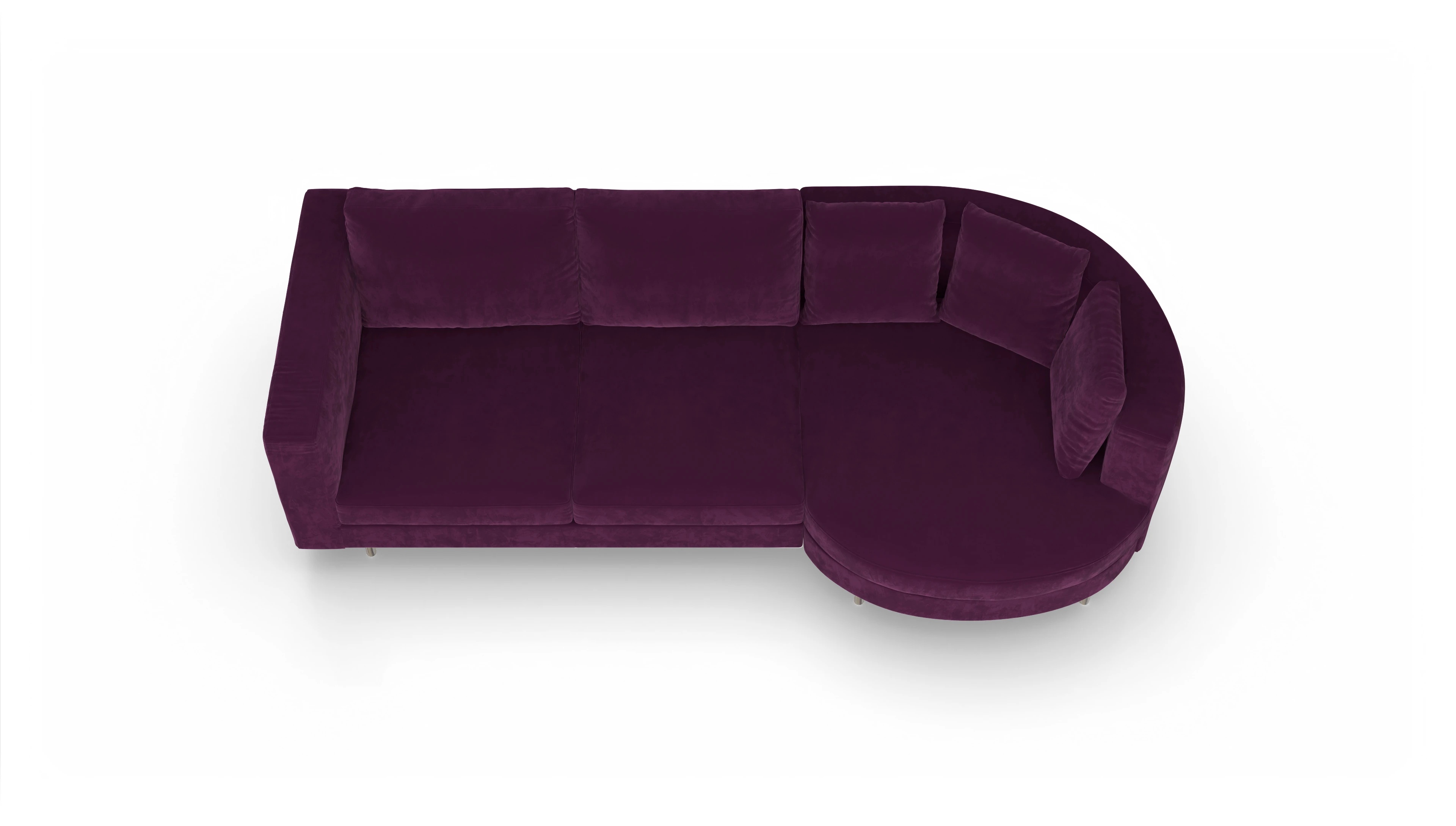 Ansicht des Produktes Silea Sofa mit Rec rechts in Samt rot