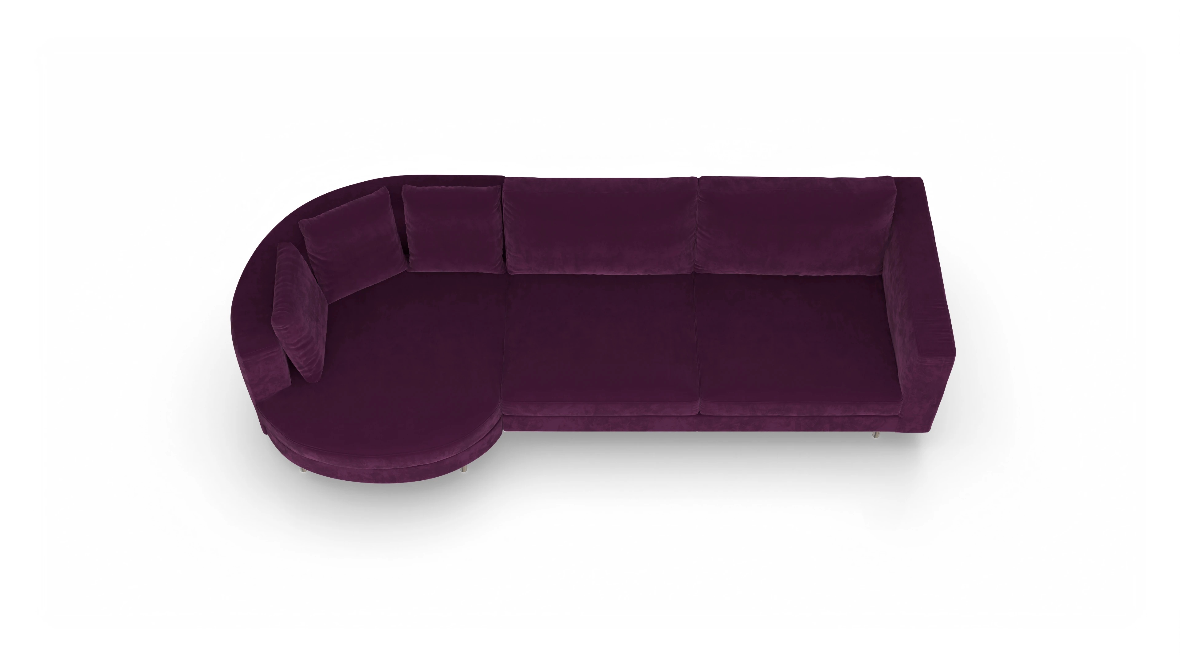 Ansicht des Produktes Silea Sofa mit Rec rechts in Samt rot