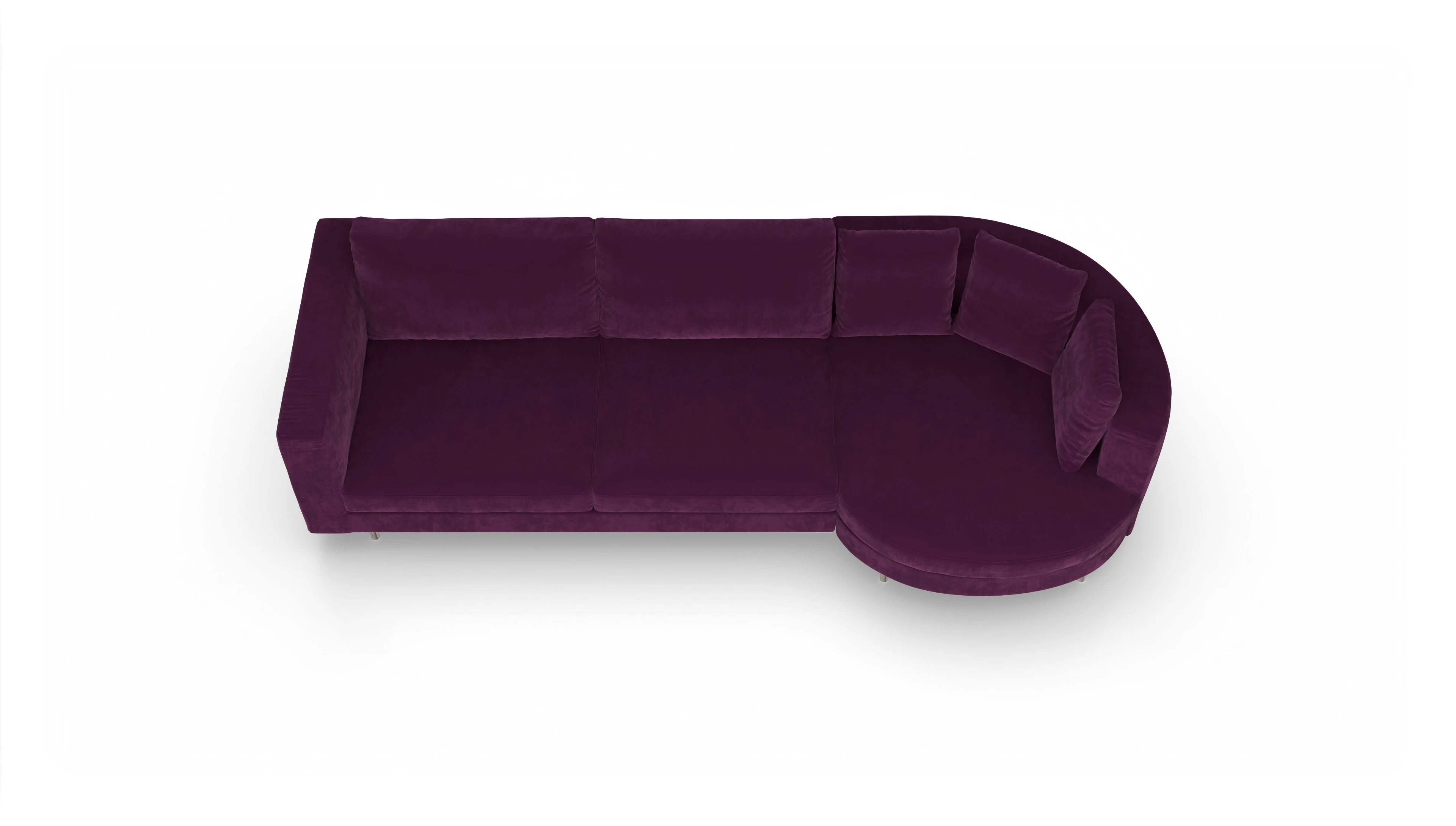 Design-Sofa Silea Ansicht des Produktes Silea Sofa mit Rec rechts in Samt rot