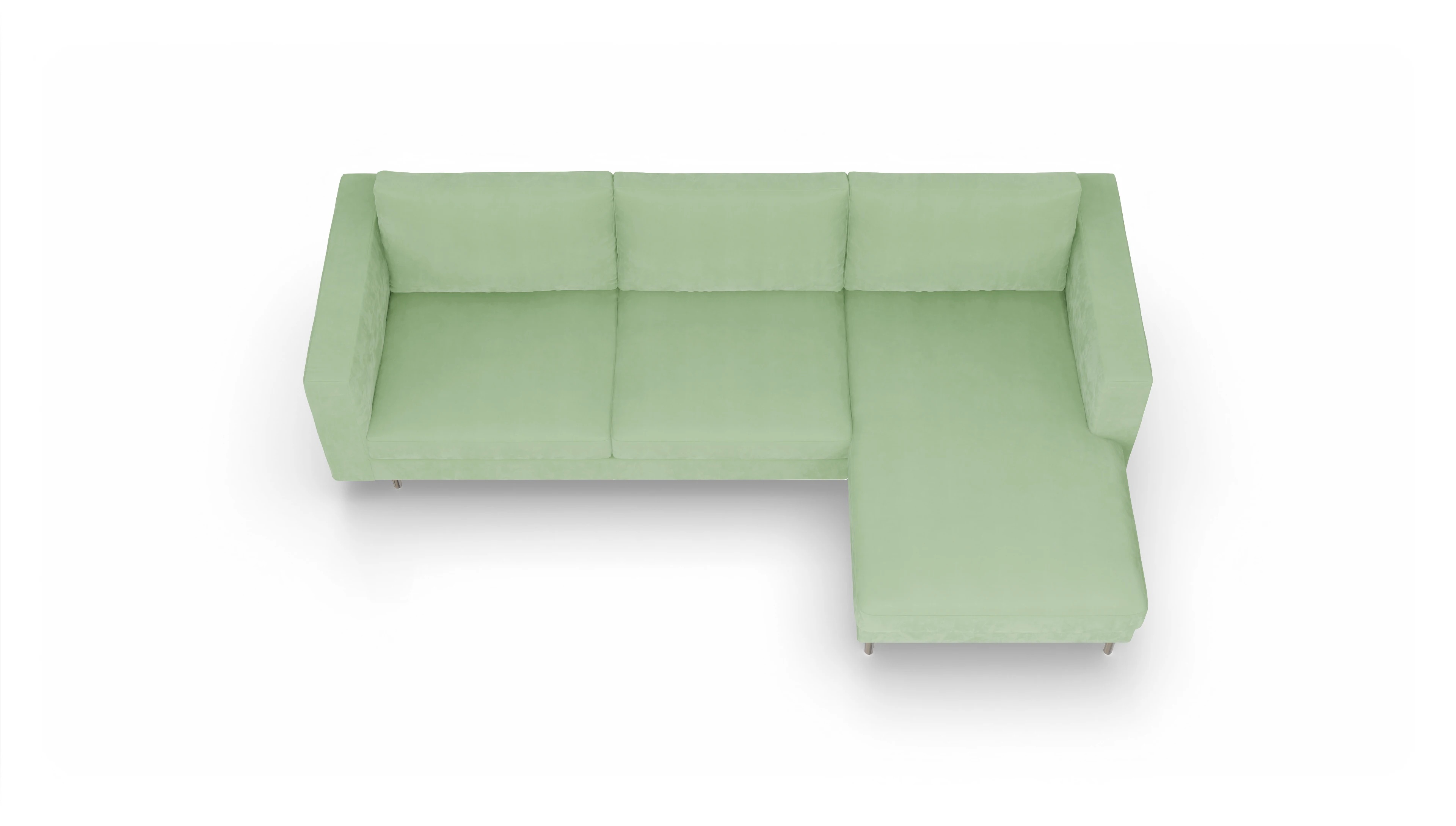 Ansicht des Produktes Silea Sofa mit Rec rechts in Samt grün