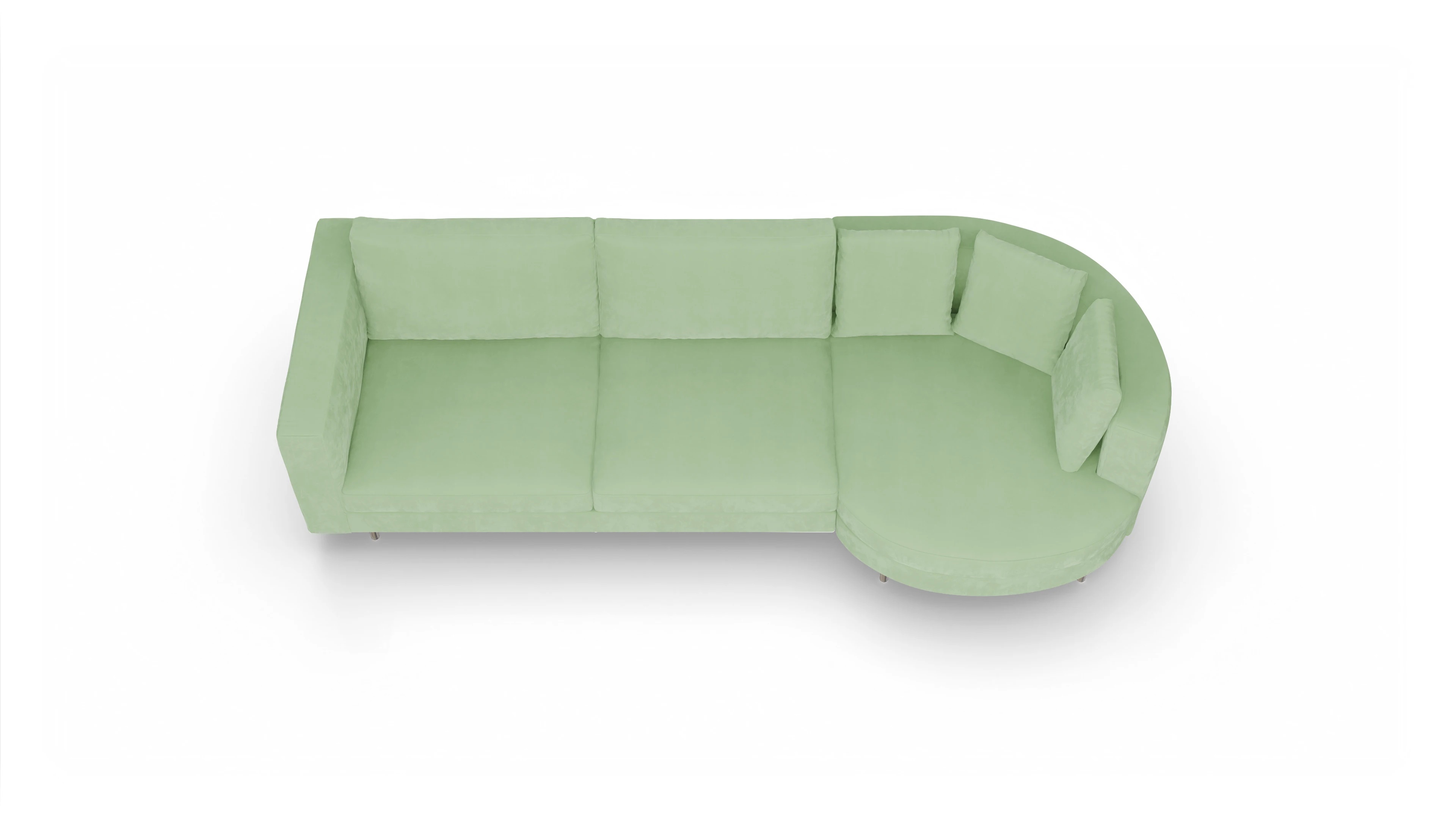 Design-Sofa Silea Ansicht des Produktes Silea Sofa mit Rec rechts in Samt grün