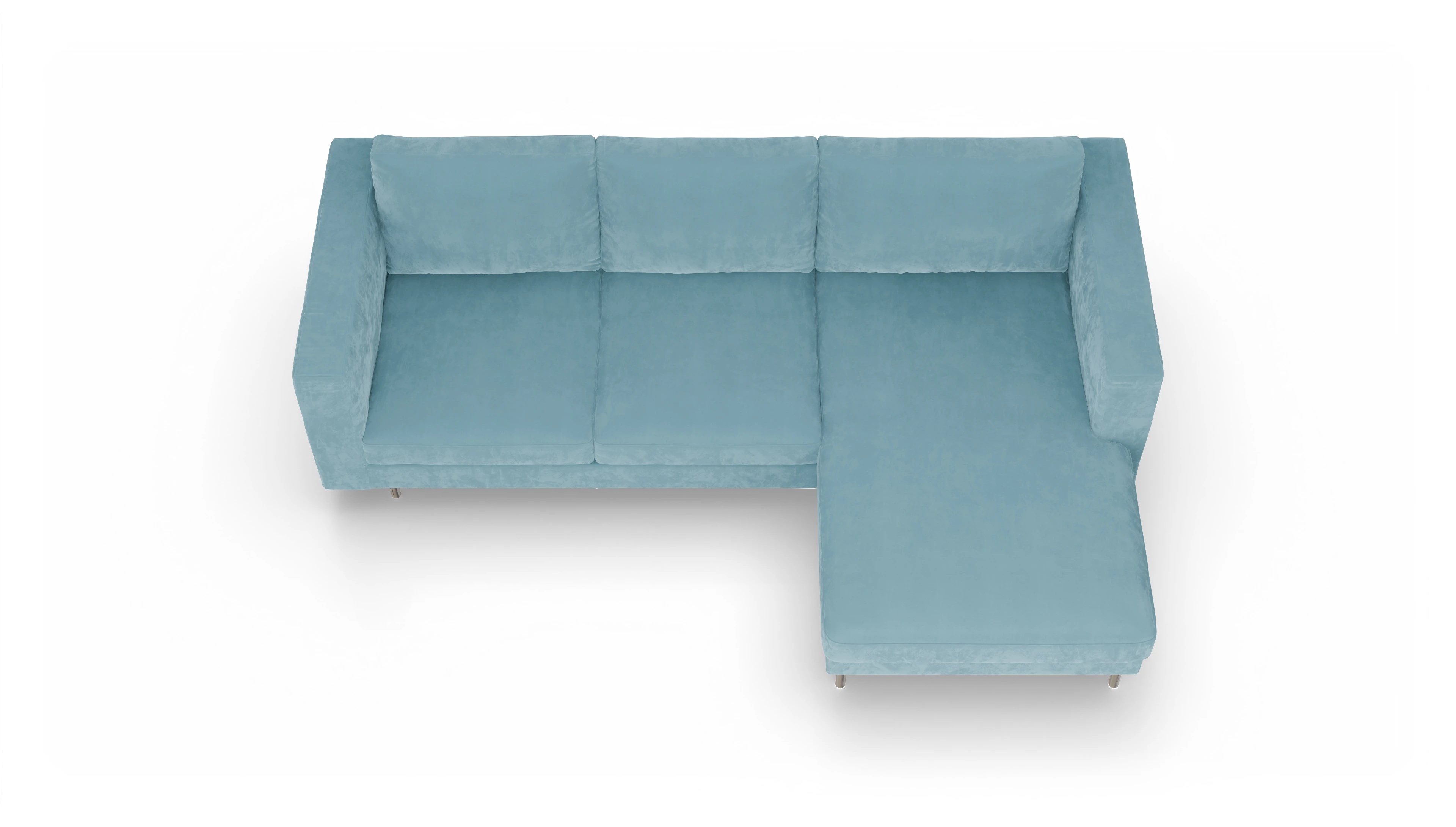 Design-Sofa Silea Ansicht des Produktes Silea Sofa mit Rec rechts in Samt blau