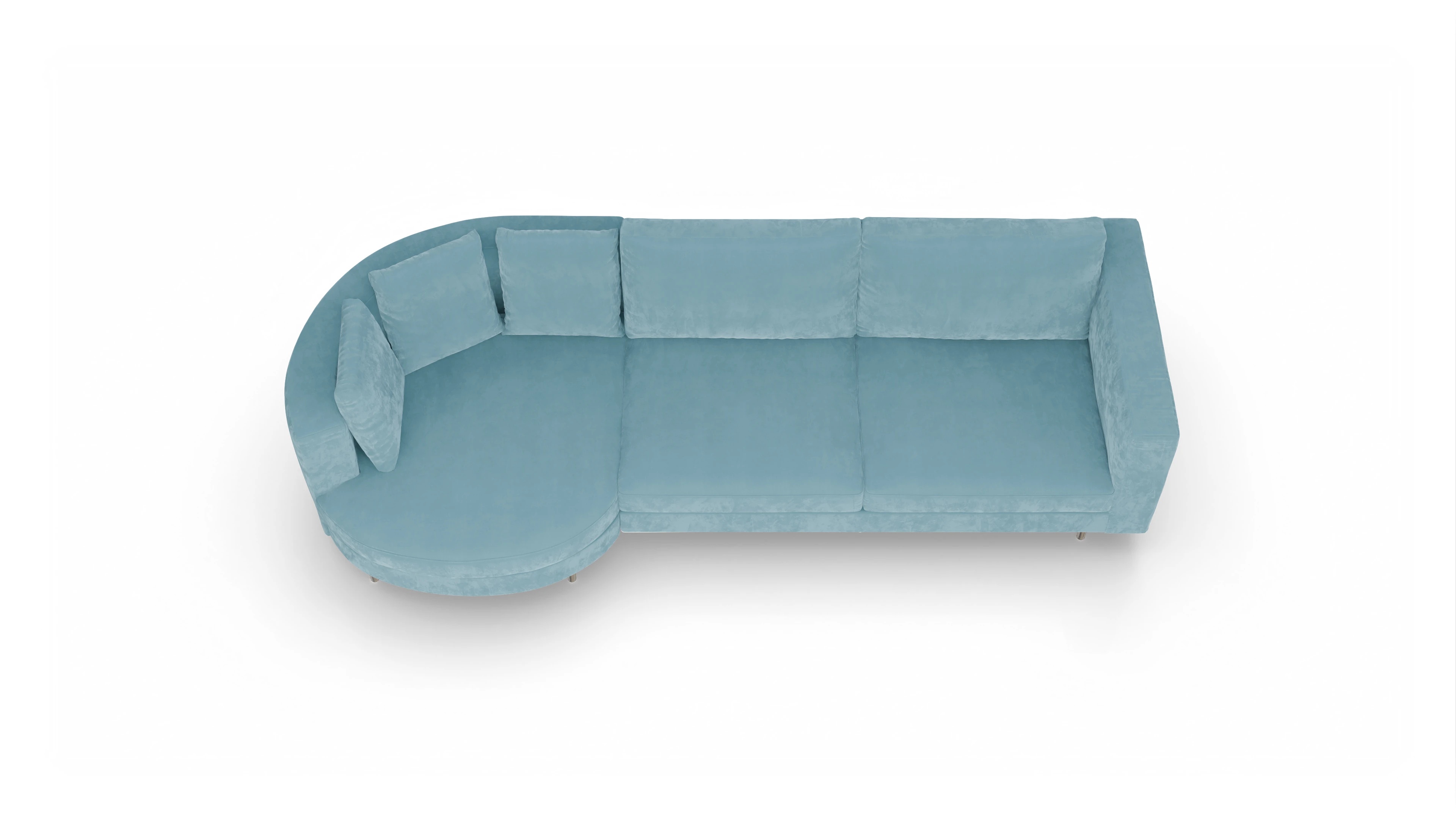 Design-Sofa Silea Ansicht des Produktes Silea Sofa mit Rec rechts in Samt blau