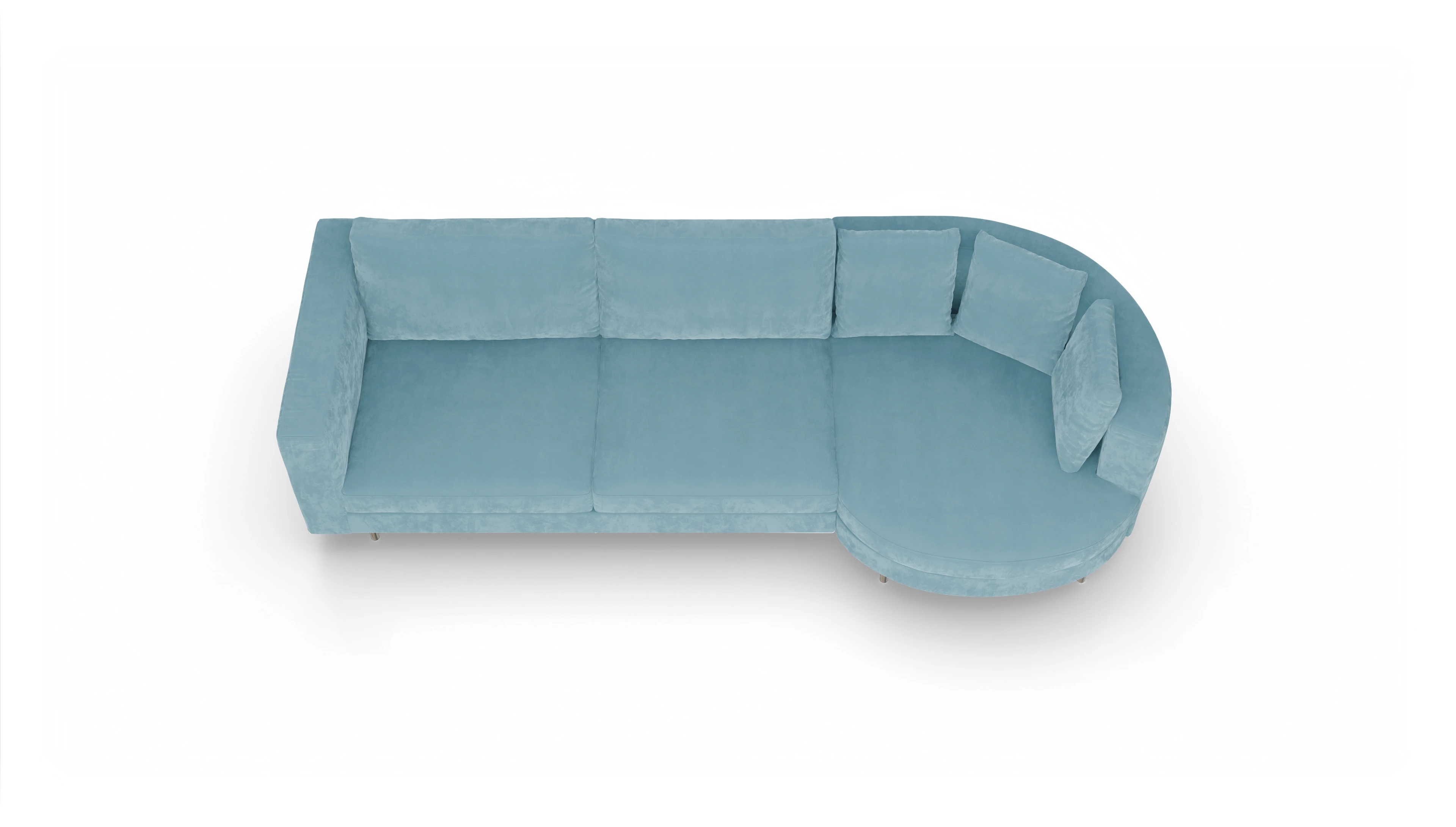 Ansicht des Produktes Silea Sofa mit Rec rechts in Samt blau