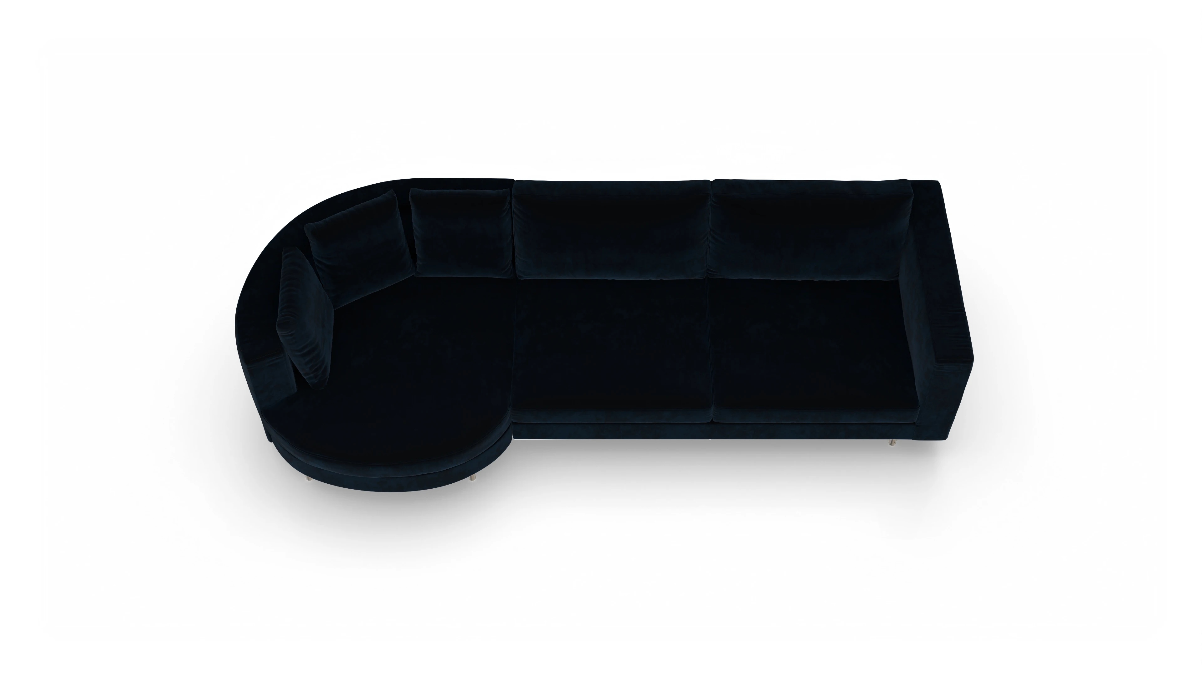 Ansicht des Produktes Silea Sofa mit Rec rechts in Samt blau