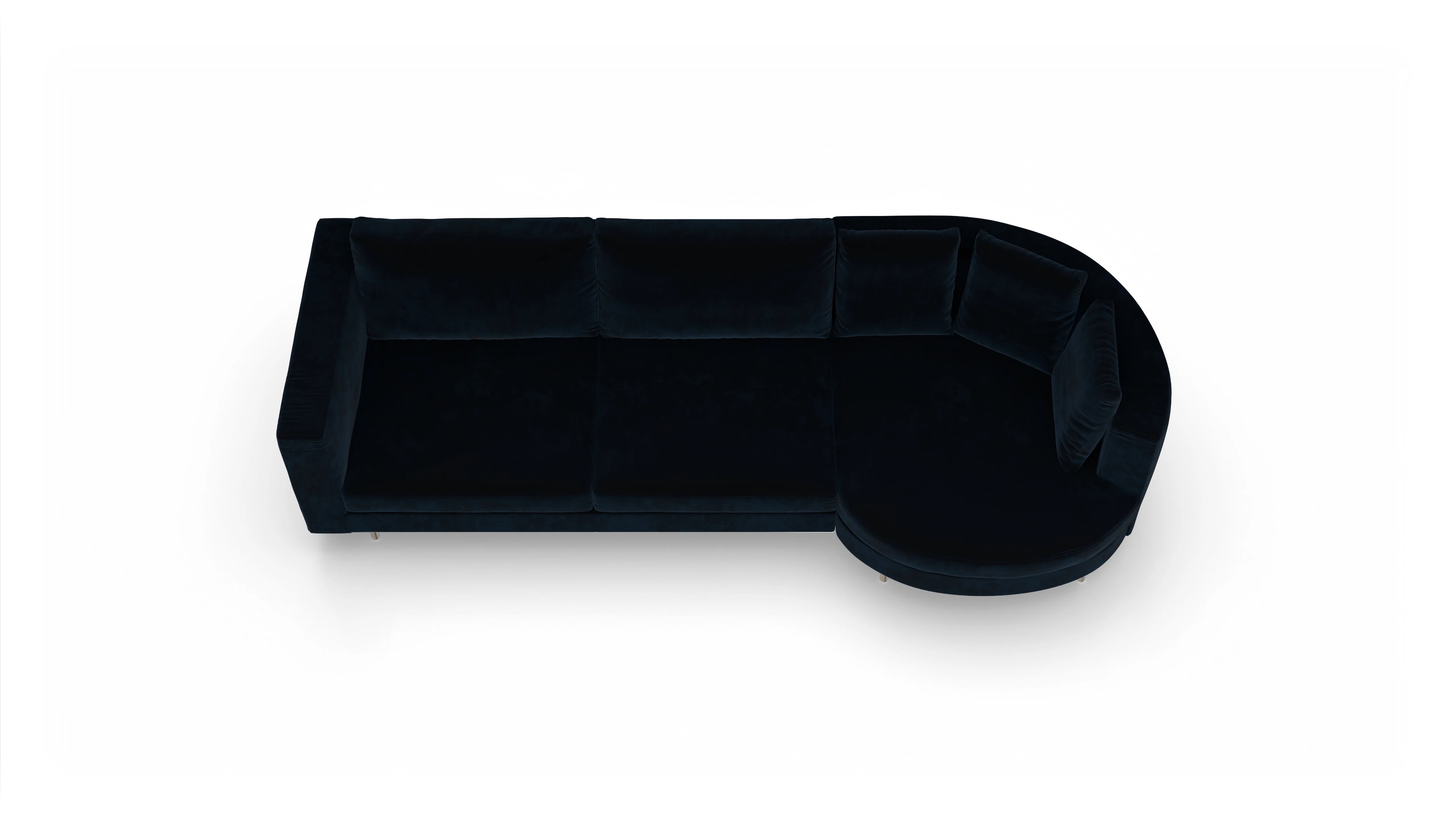 Ansicht des Produktes Silea Sofa mit Rec rechts in Samt blau