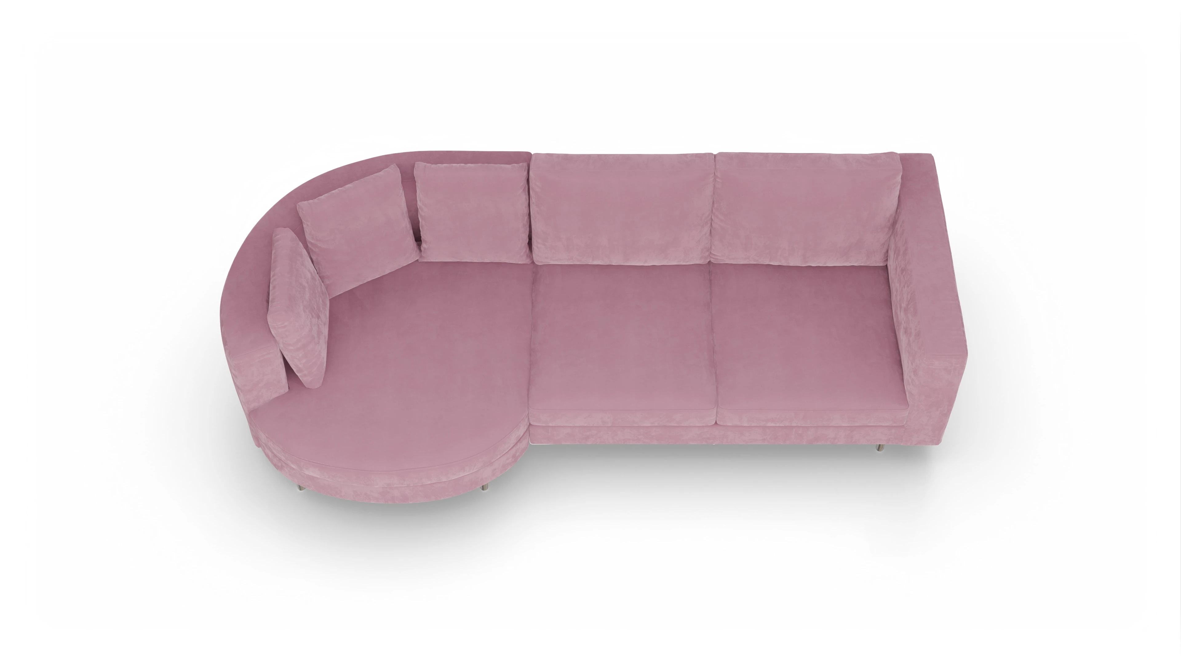 Design-Sofa Silea Ansicht des Produktes Silea Sofa mit Rec links in Samt rot