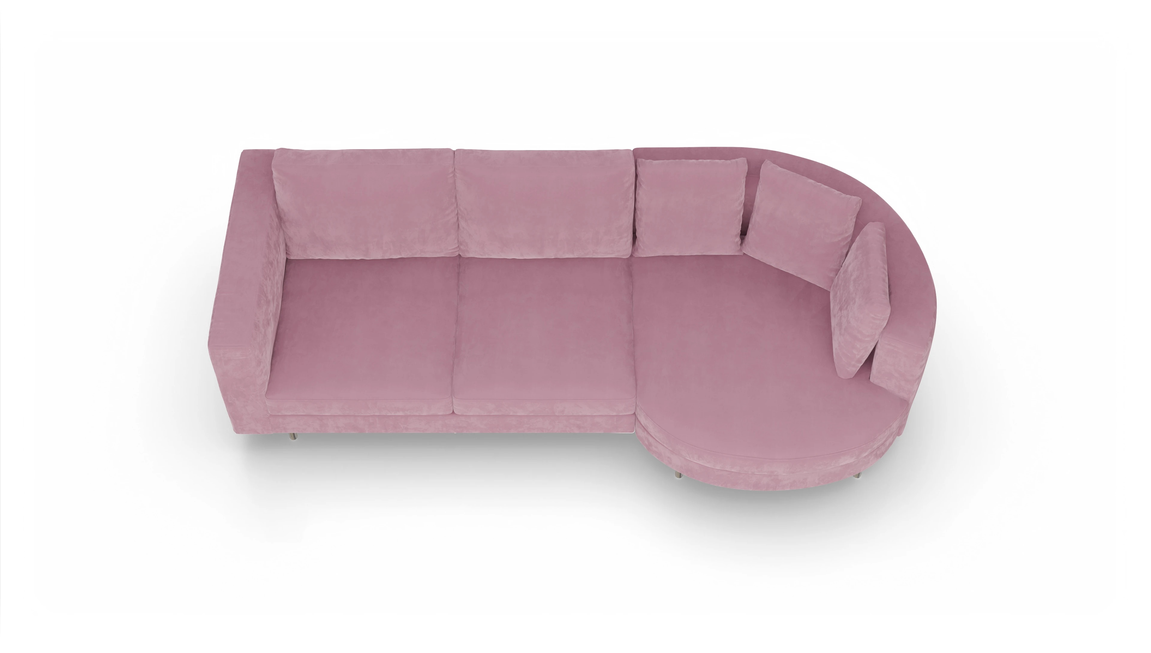 Design-Sofa Silea Ansicht des Produktes Silea Sofa mit Rec rechts in Samt rot