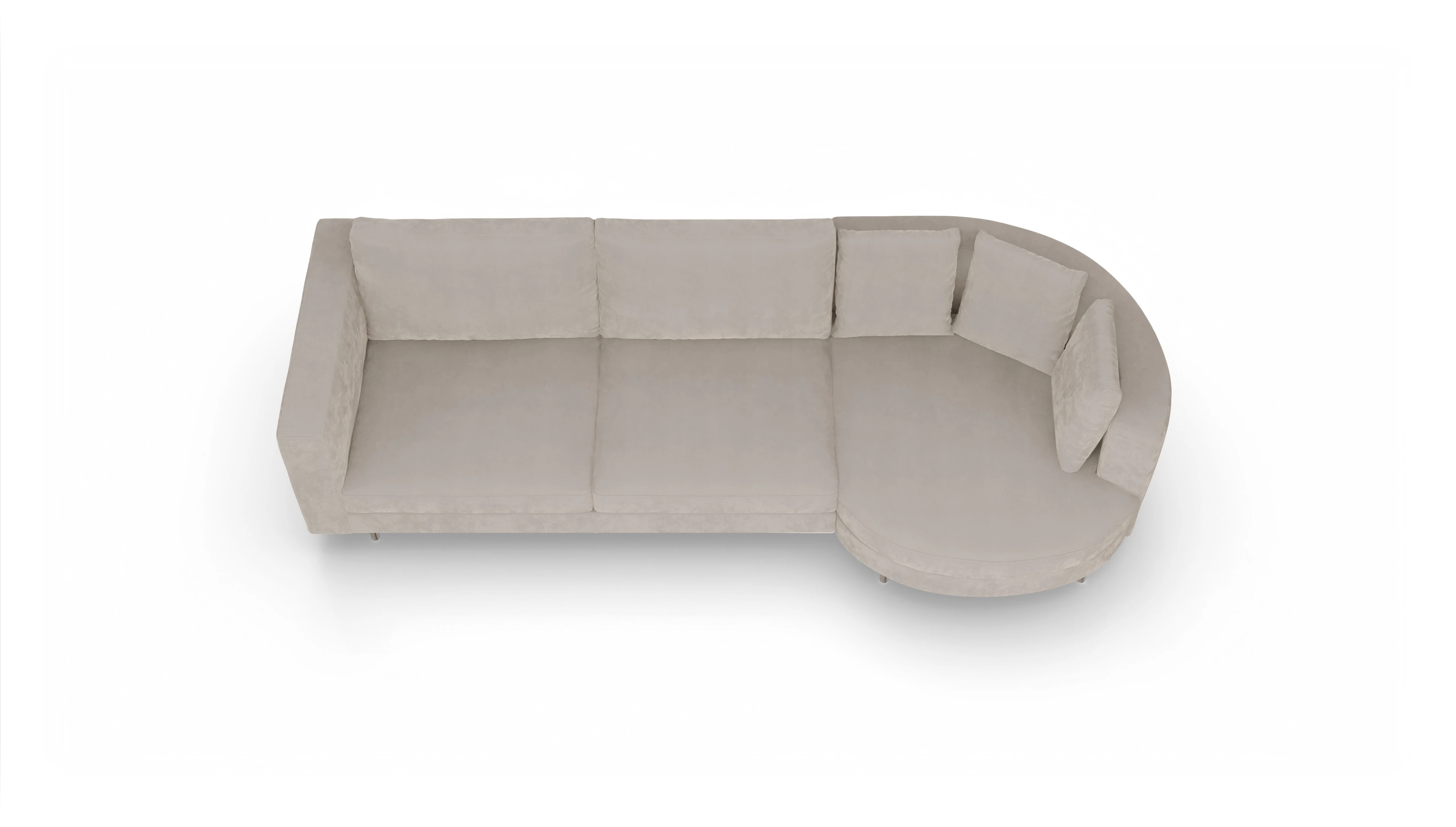 Design-Sofa Silea Ansicht des Produktes Silea Sofa mit Rec rechts in Samt grau