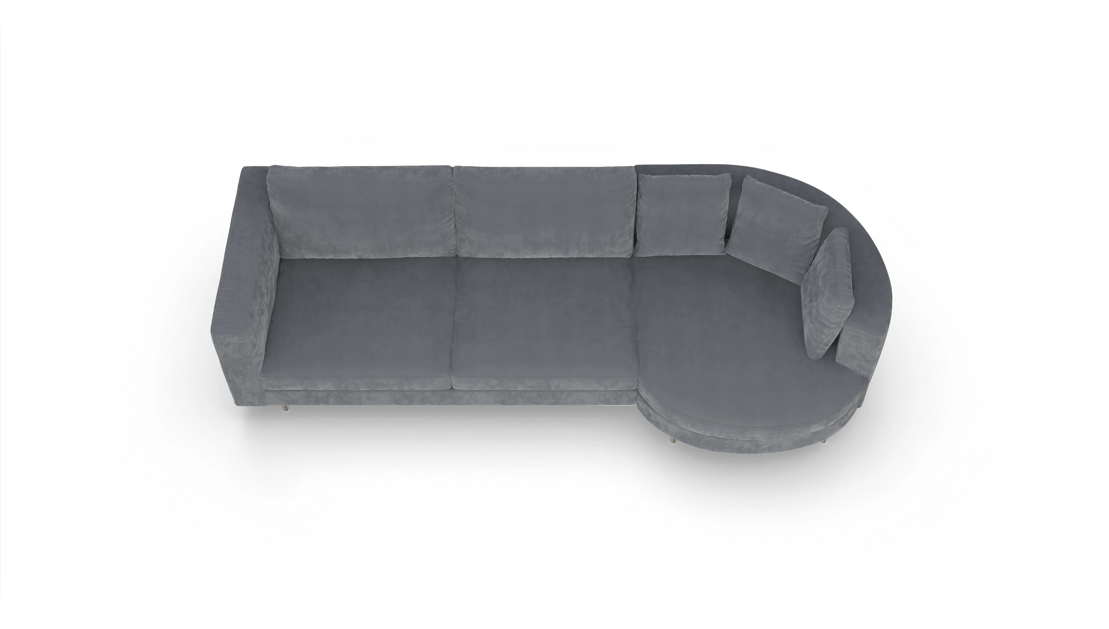 Ansicht des Produktes Silea Sofa mit Rec rechts in Samt grau