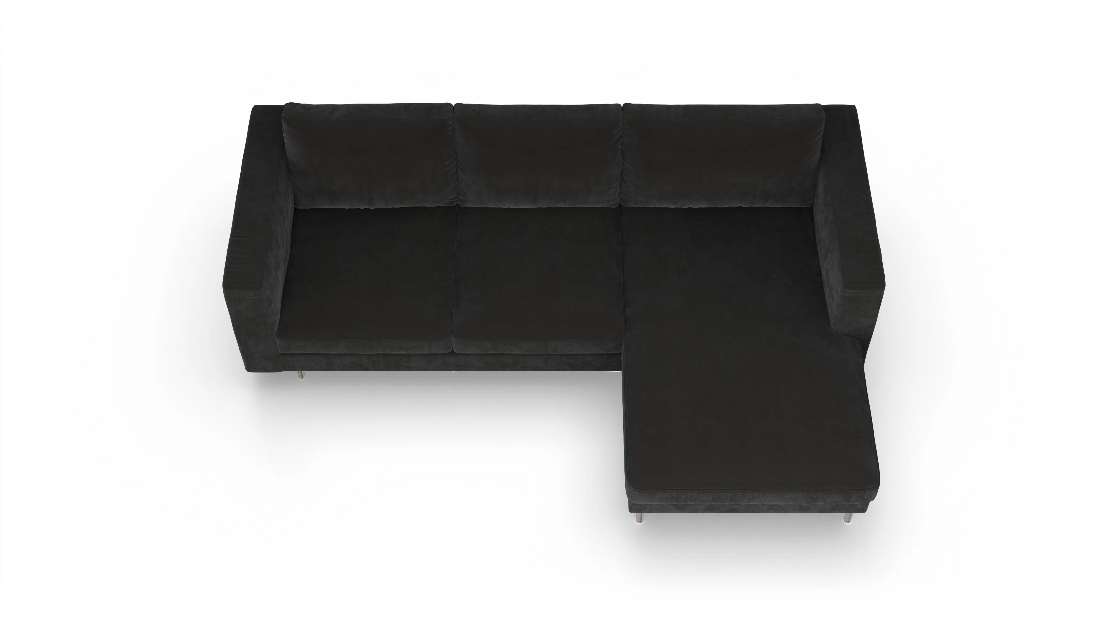Design-Sofa Silea Ansicht des Produktes Silea Sofa mit Rec rechts in Samt grau