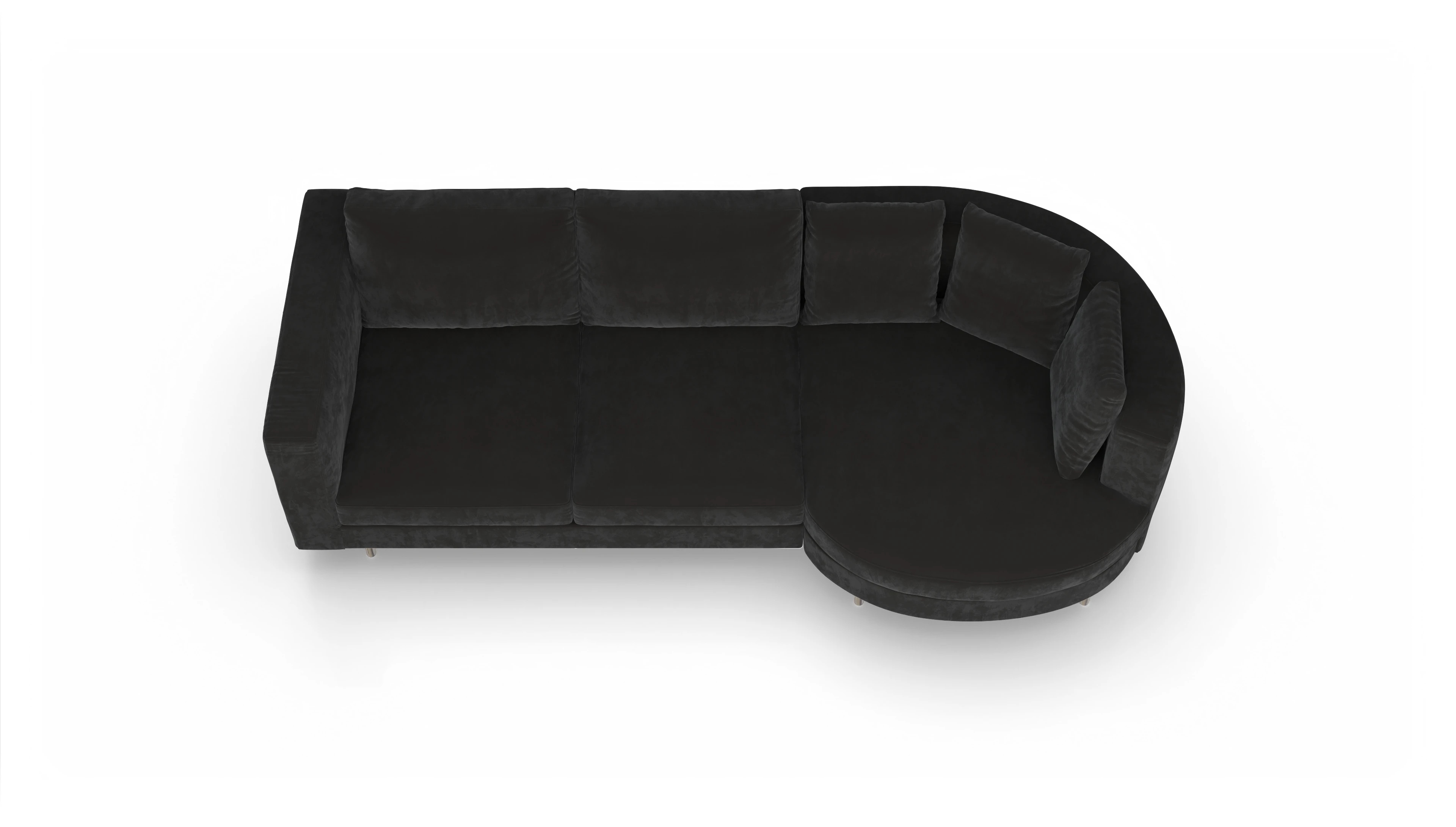 Design-Sofa Silea Ansicht des Produktes Silea Sofa mit Rec rechts in Samt grau