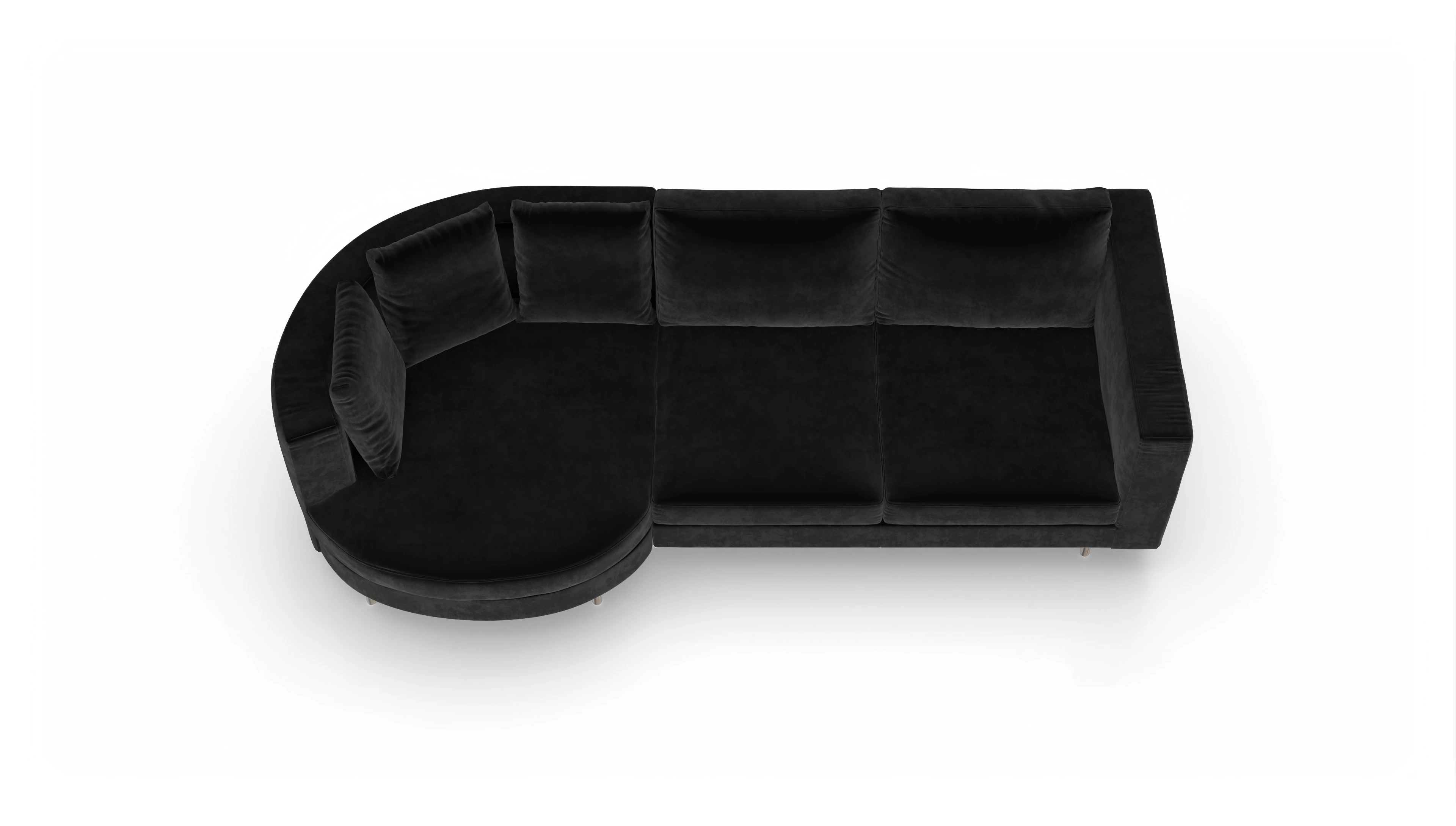 Ansicht des Produktes Silea Sofa mit Rec links in Samt schwarz