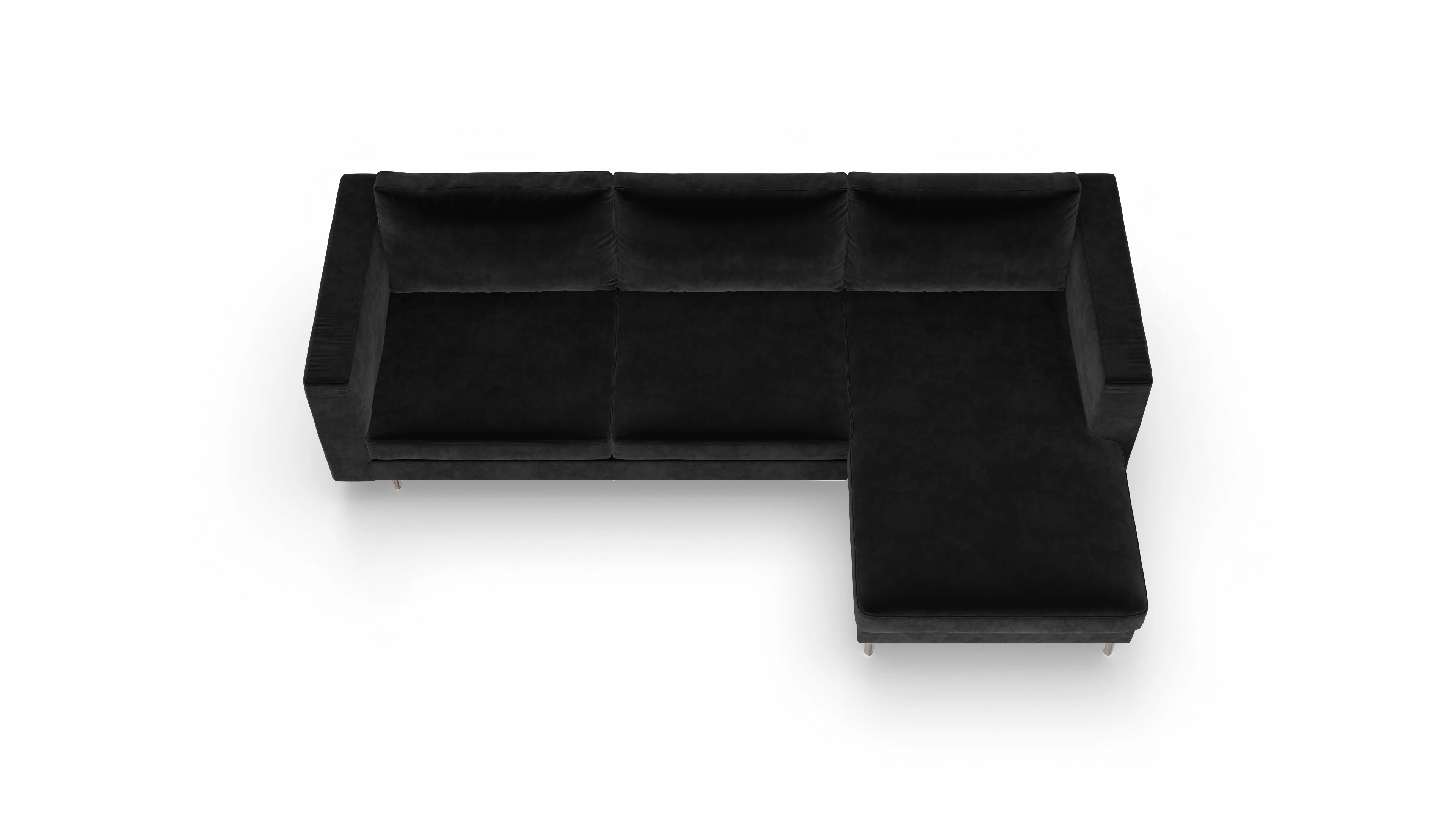 Design-Sofa Silea Ansicht des Produktes Silea Sofa mit Rec rechts in Samt schwarz