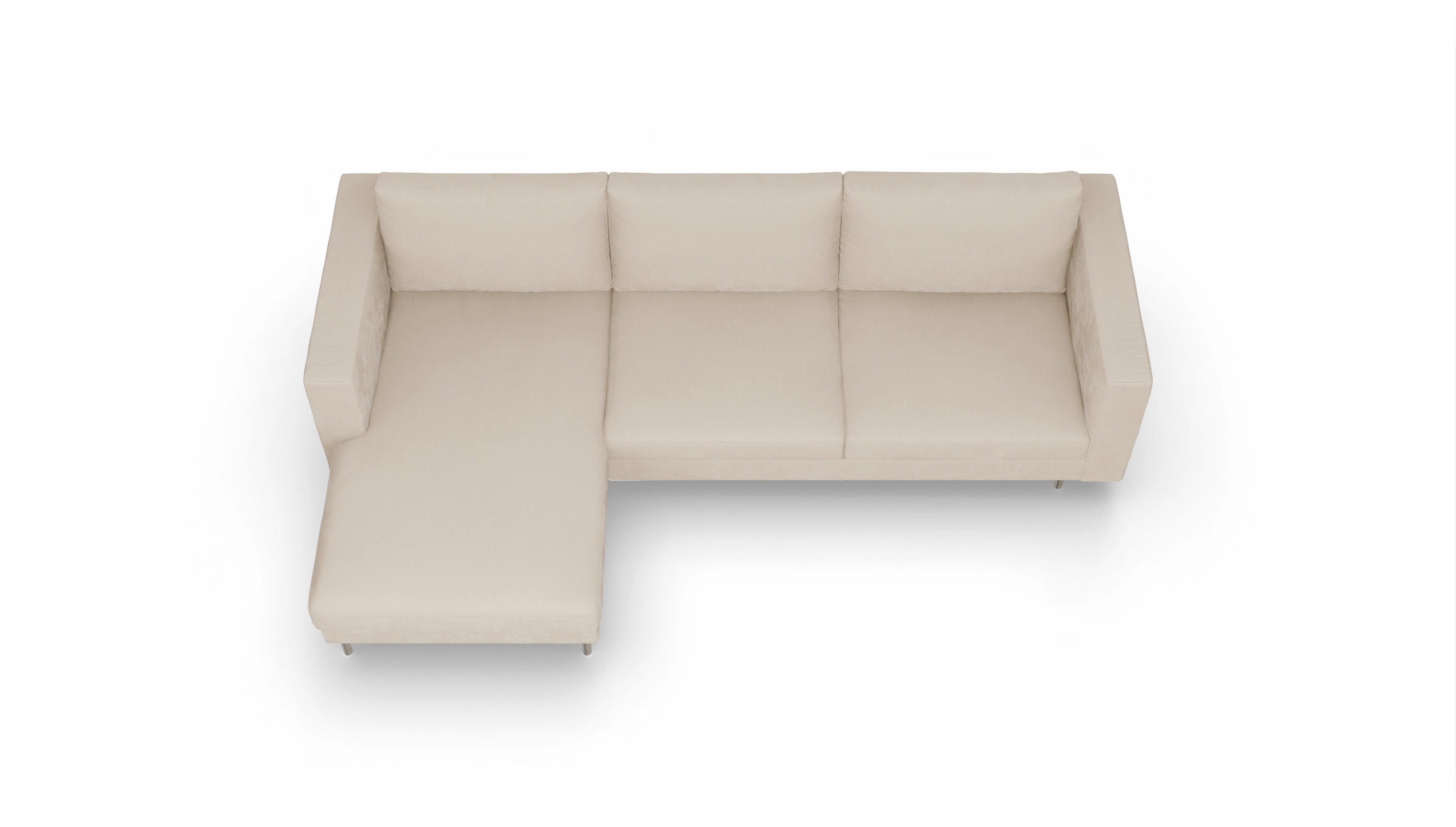 Design-Sofa Silea Ansicht des Produktes Silea Sofa mit Rec links in Stoff weiß