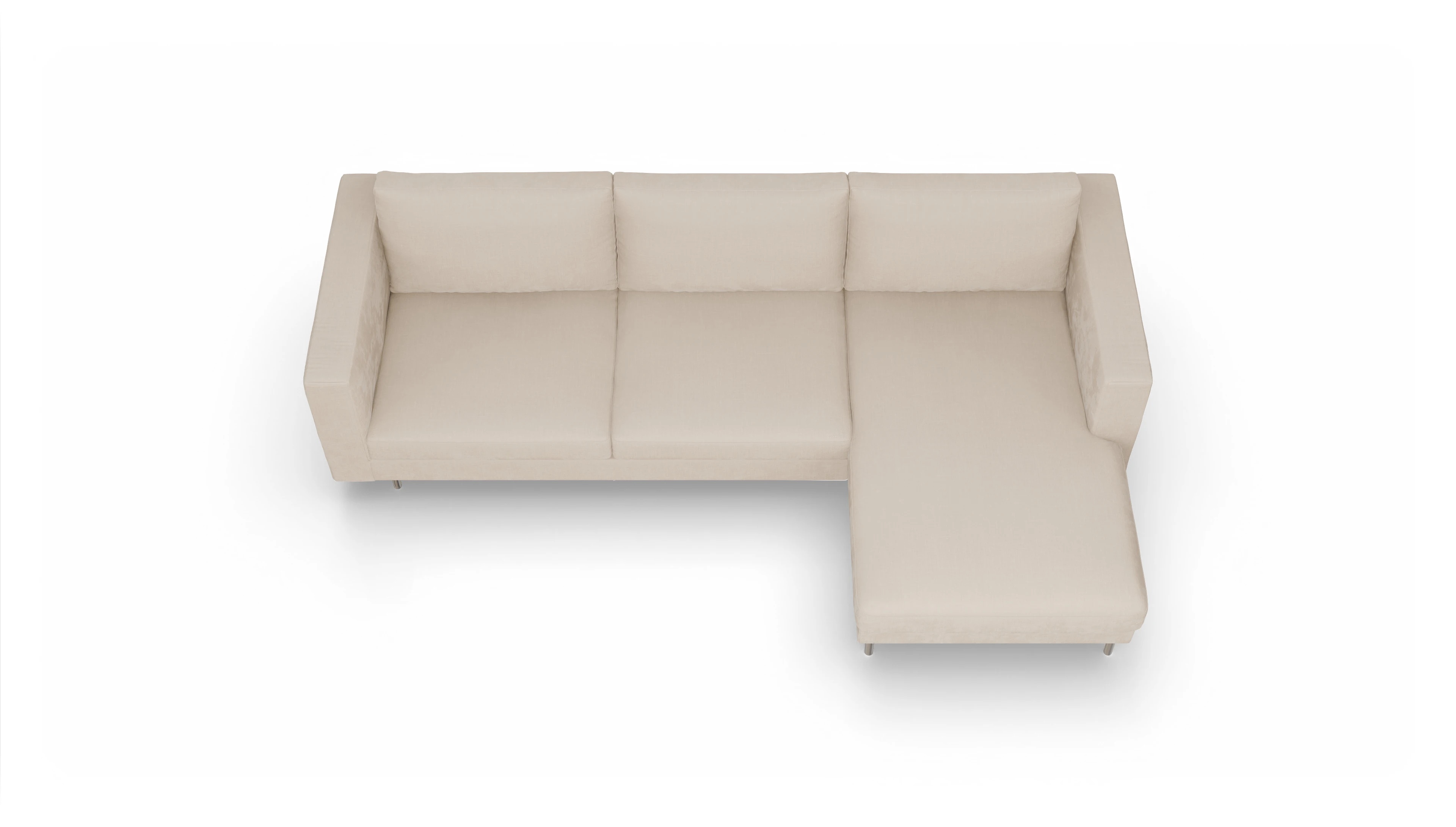 Design-Sofa Silea Ansicht des Produktes Silea Sofa mit Rec rechts in Stoff weiß