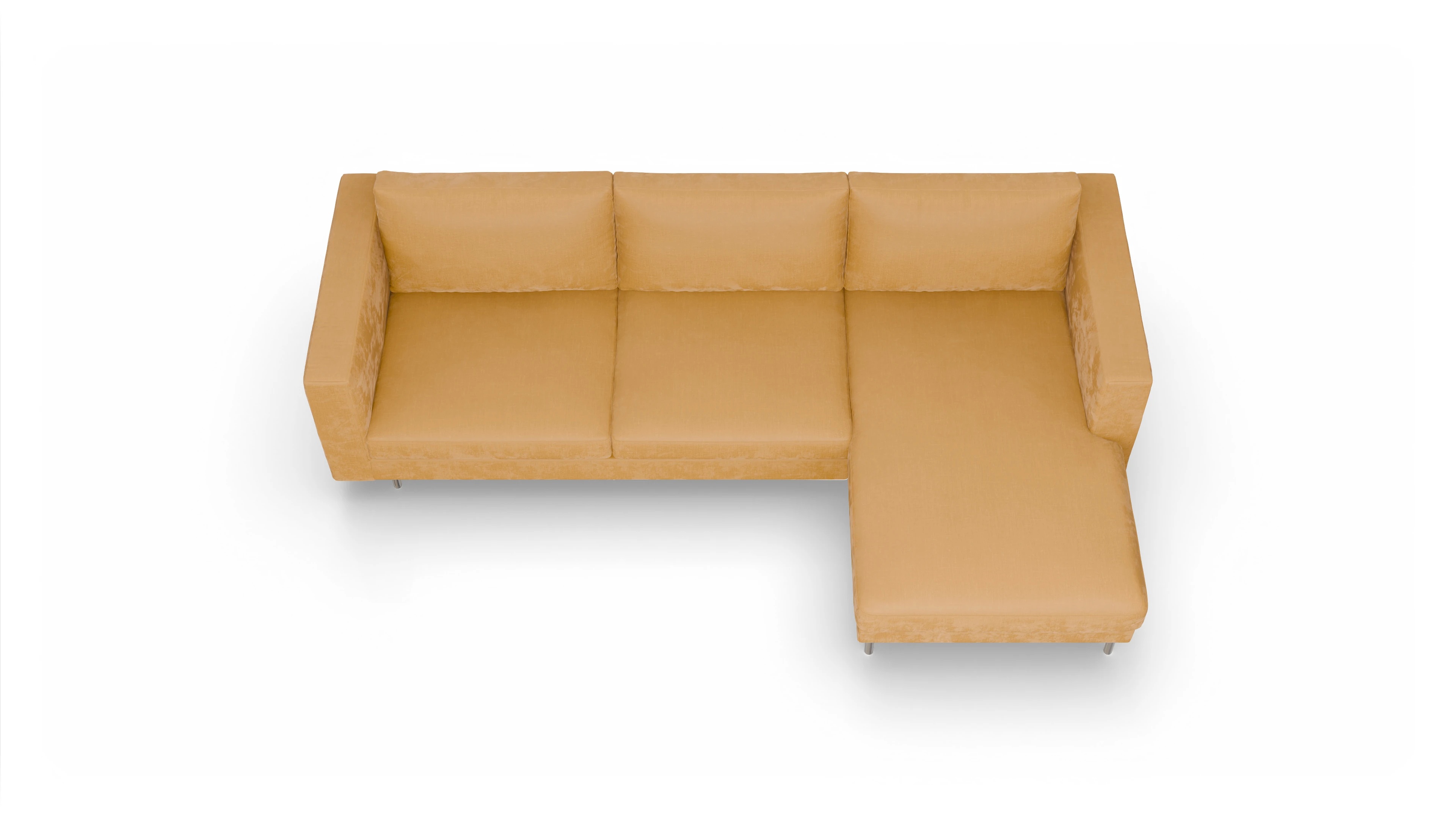 Ansicht des Produktes Silea Sofa mit Rec rechts in Stoff gelb