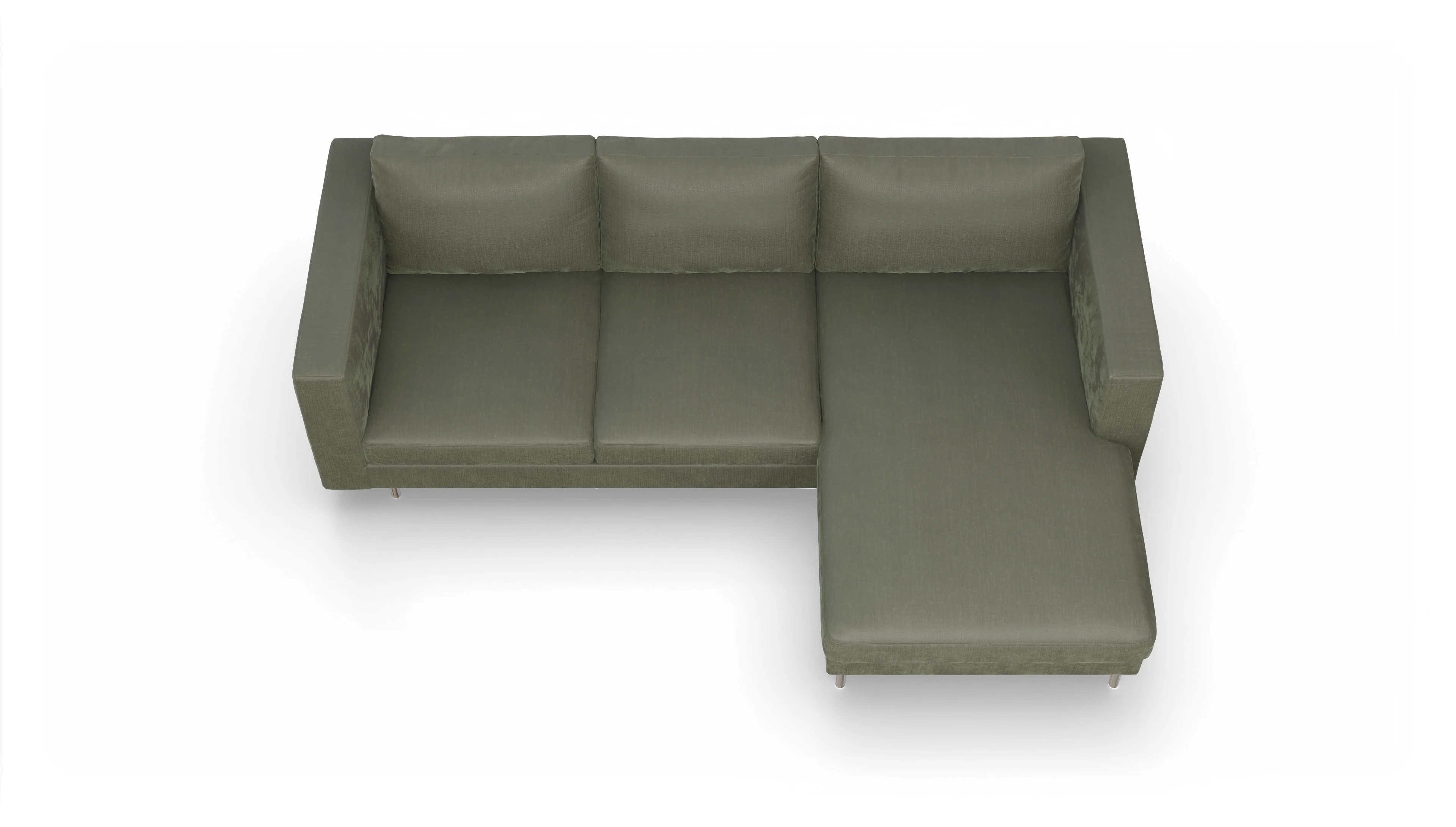 Ansicht des Produktes Silea Sofa mit Rec rechts in Stoff grün