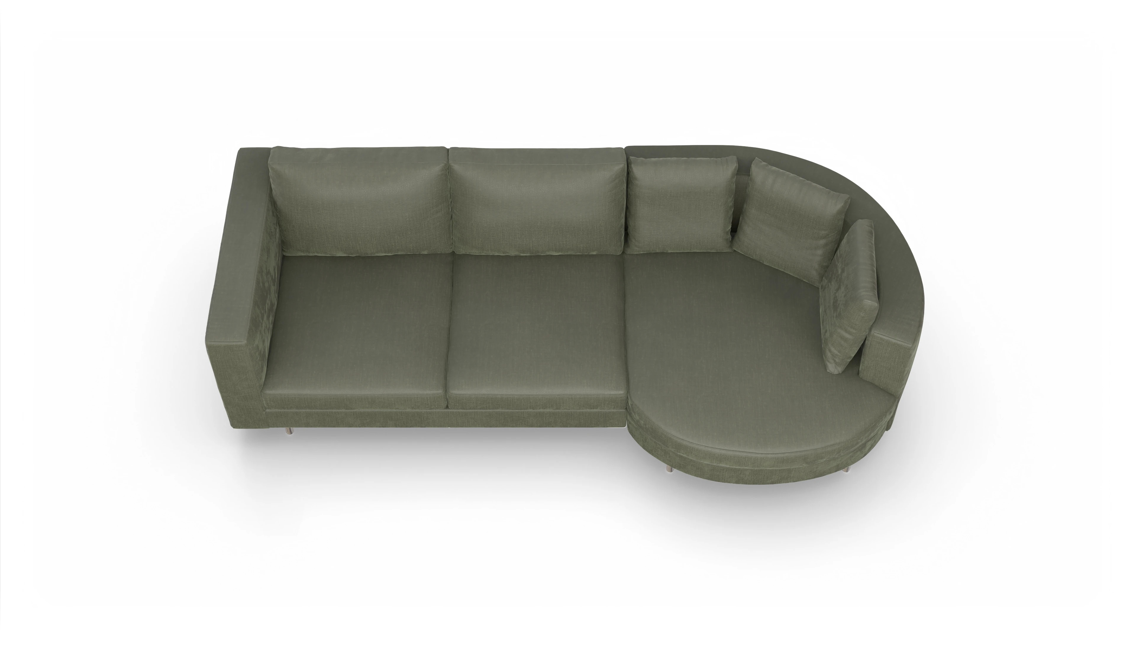 Ansicht des Produktes Silea Sofa mit Rec rechts in Stoff grün