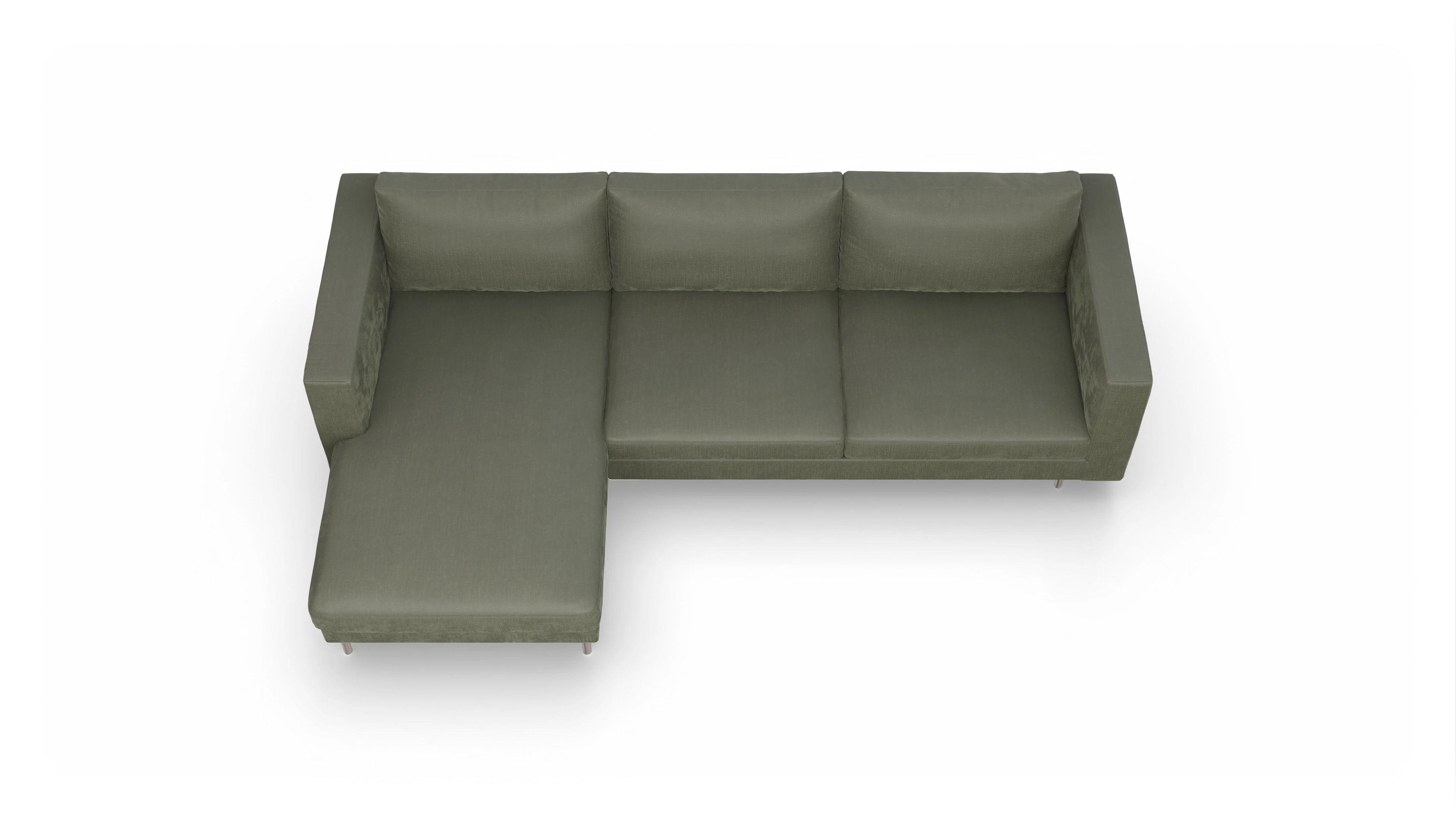 Ansicht des Produktes Silea Sofa mit Rec links in Stoff grün