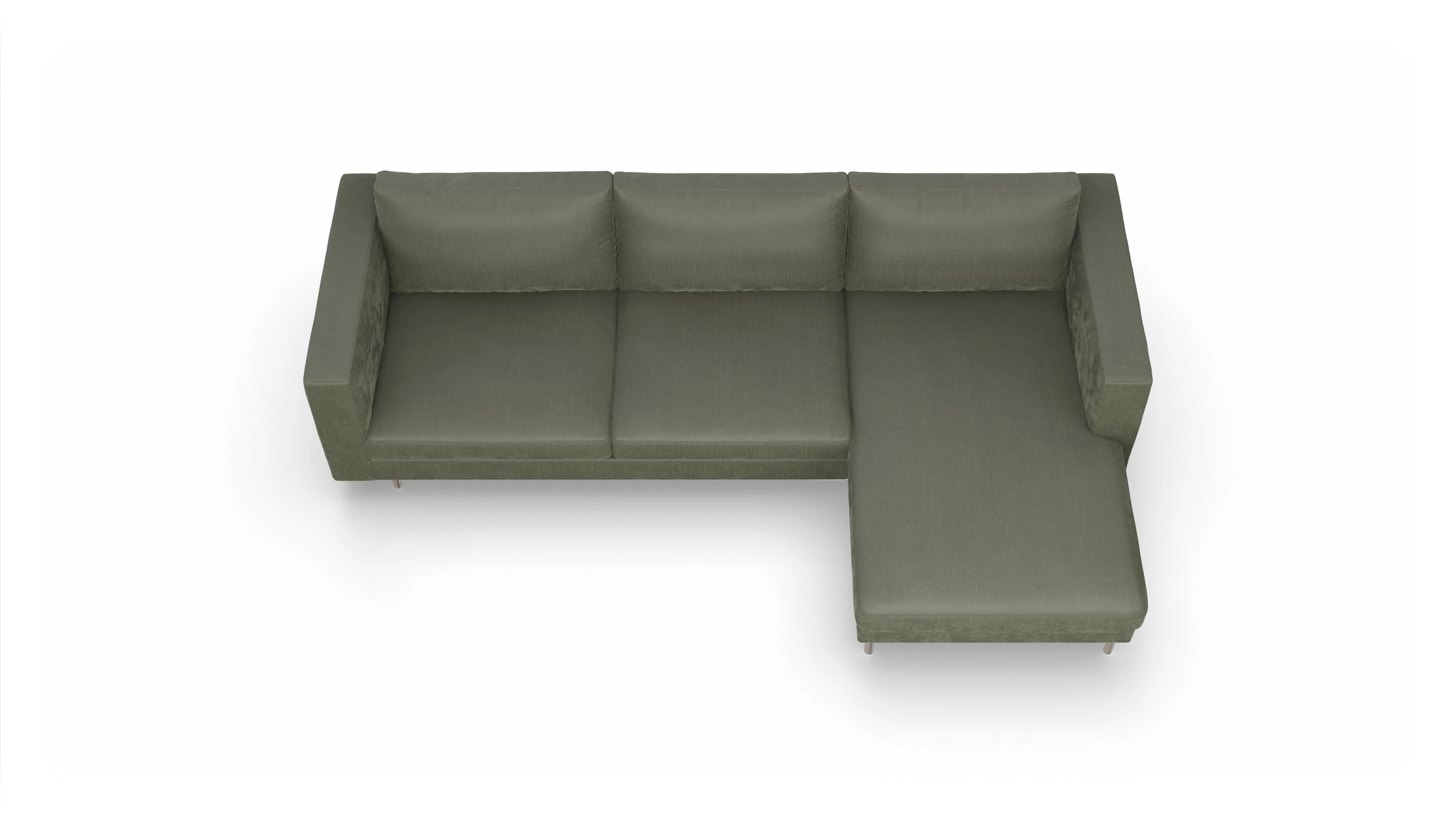 Ansicht des Produktes Silea Sofa mit Rec rechts in Stoff grün