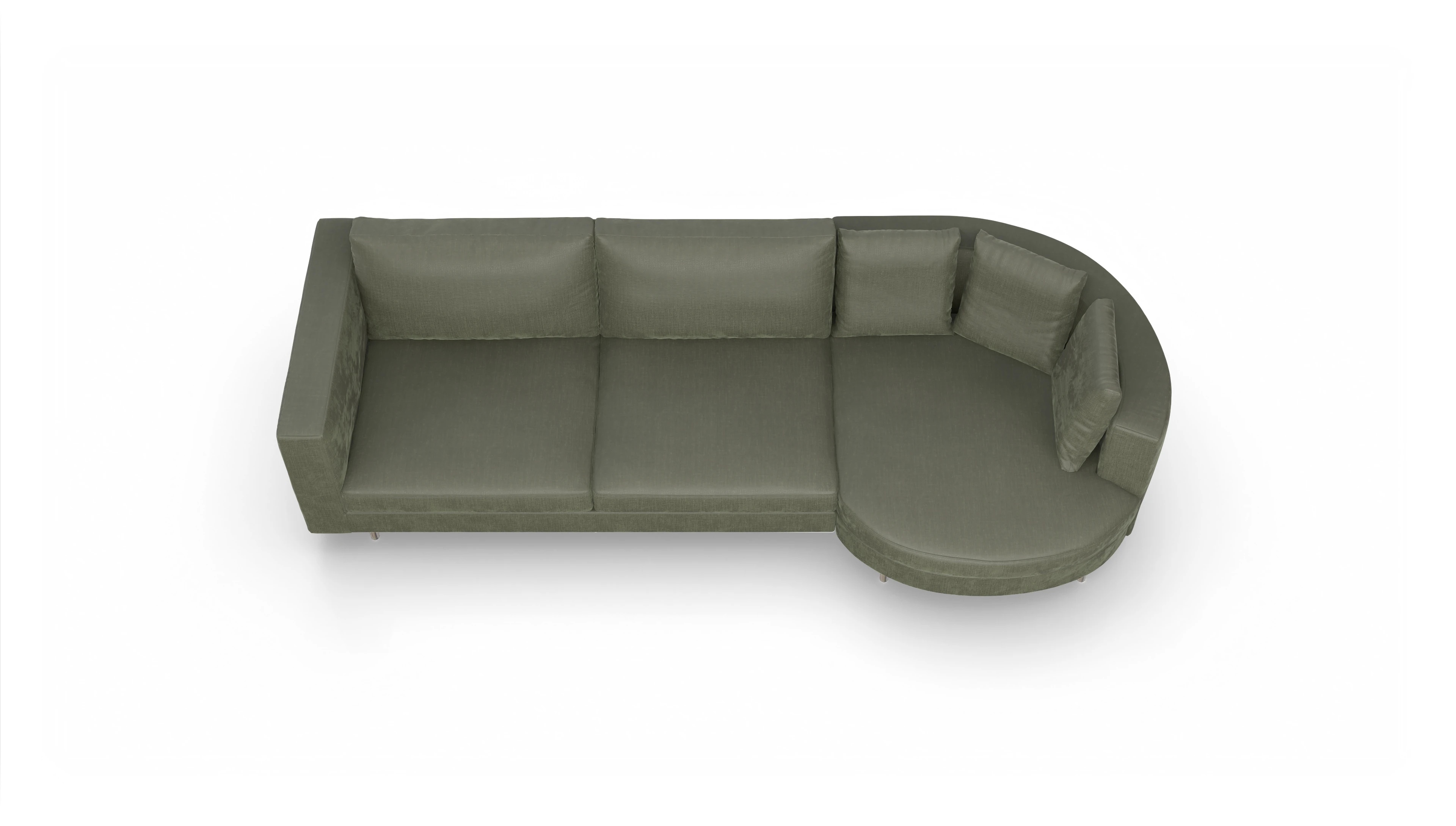 Ansicht des Produktes Silea Sofa mit Rec rechts in Stoff grün